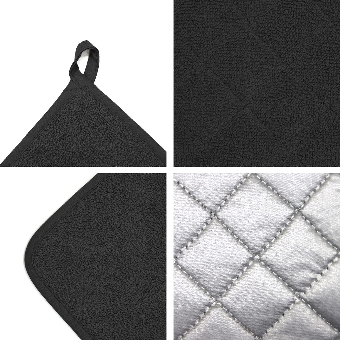 Heat Resistant Cotton Terry Oven Pot Holders - Set of 6 (7