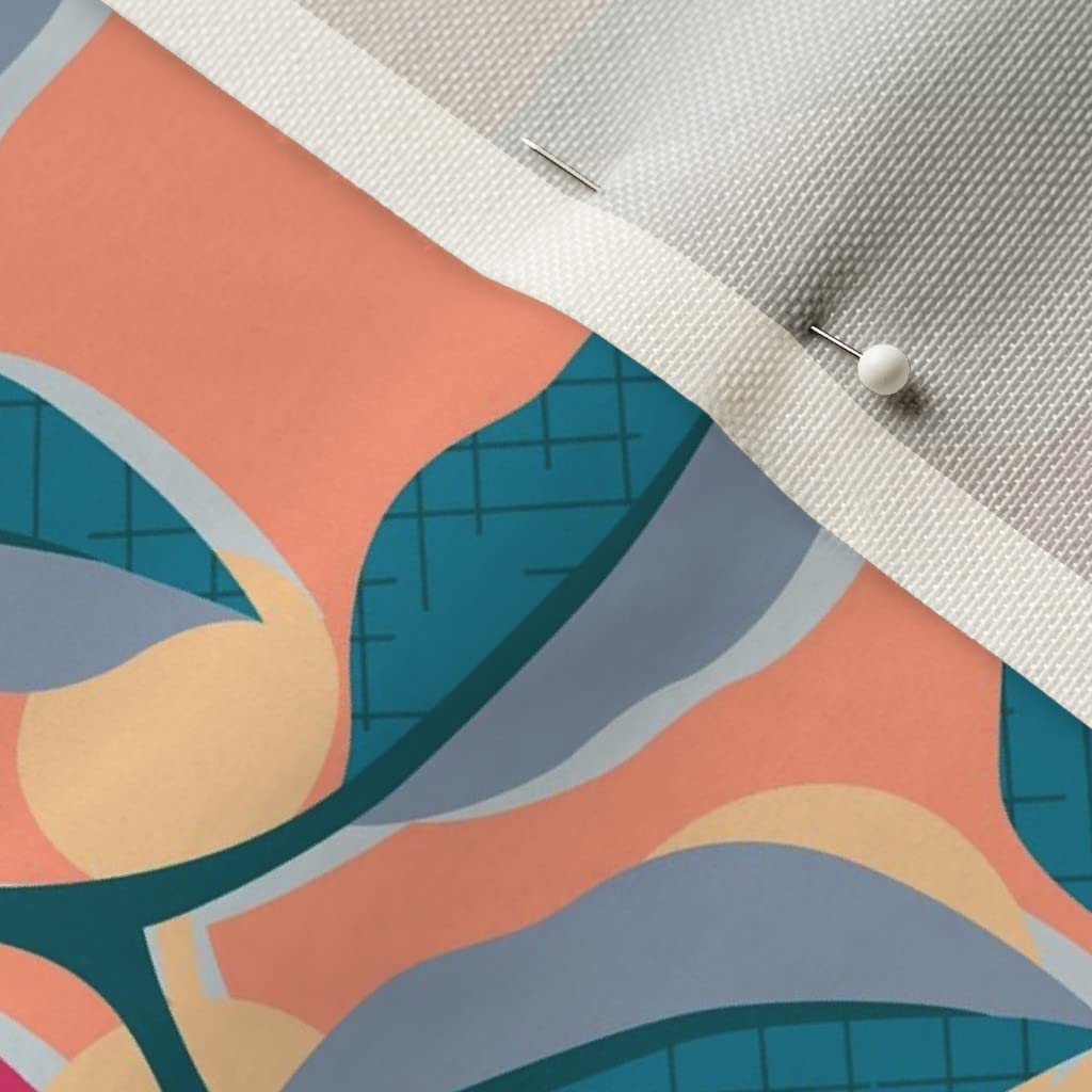 Retro Orange Fruit Printed Velvet Upholstery Fabric by The Yard - Pink Blue Peach Pomegranate Bold Design for Home Decor, Drapes & Apparel | Perfect for Sofas, Curtains & DIY Sewing Projects