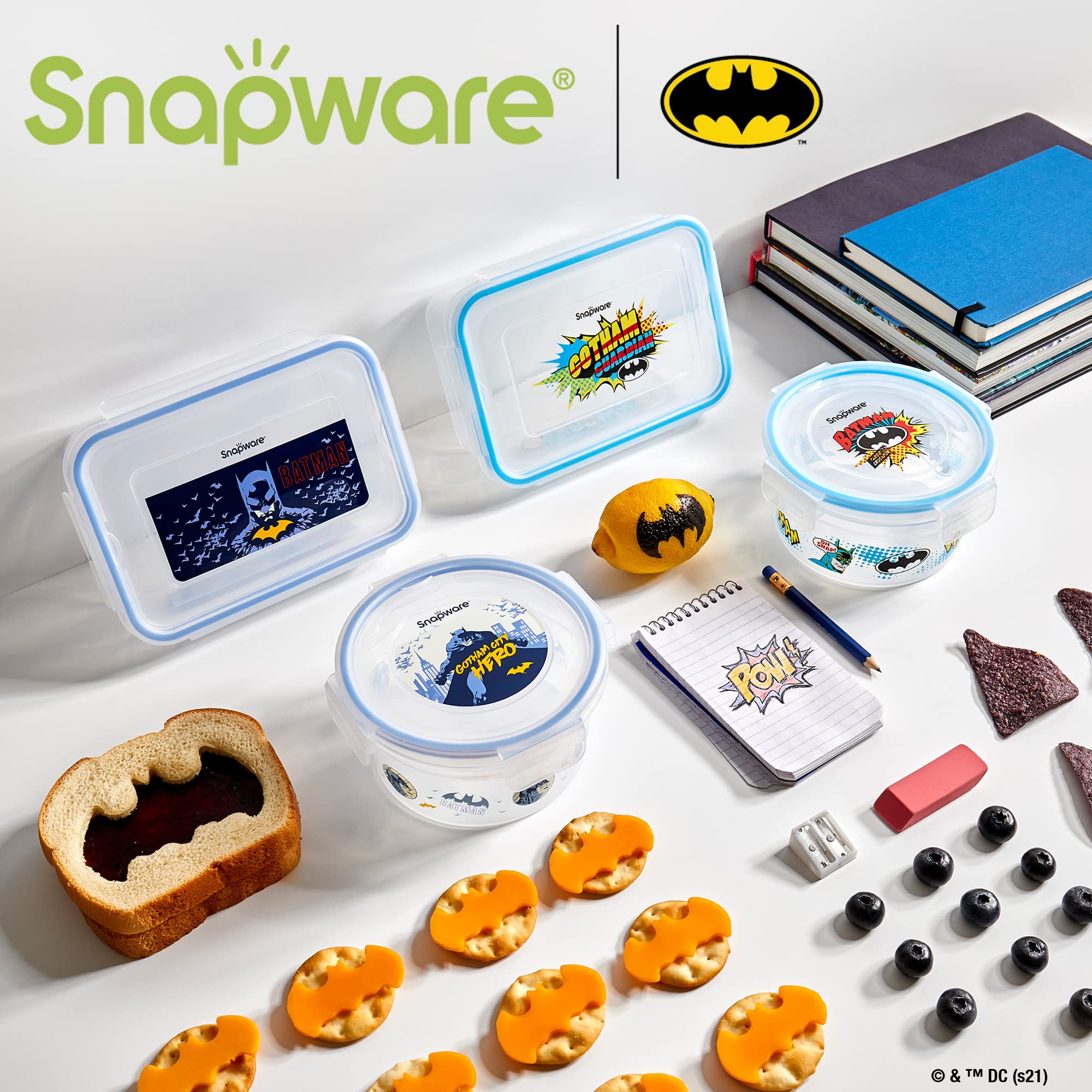 Snapware 8-Piece Plastic Food Storage Containers Set - 4.6 Cup & 3 Cup Meal Prep Containers with BPA-Free Lids, 4 Tab Locking System - Microwave, Dishwasher & Freezer Safe - Perfect for Meal Prepping, Leftovers & Food Storage Organization