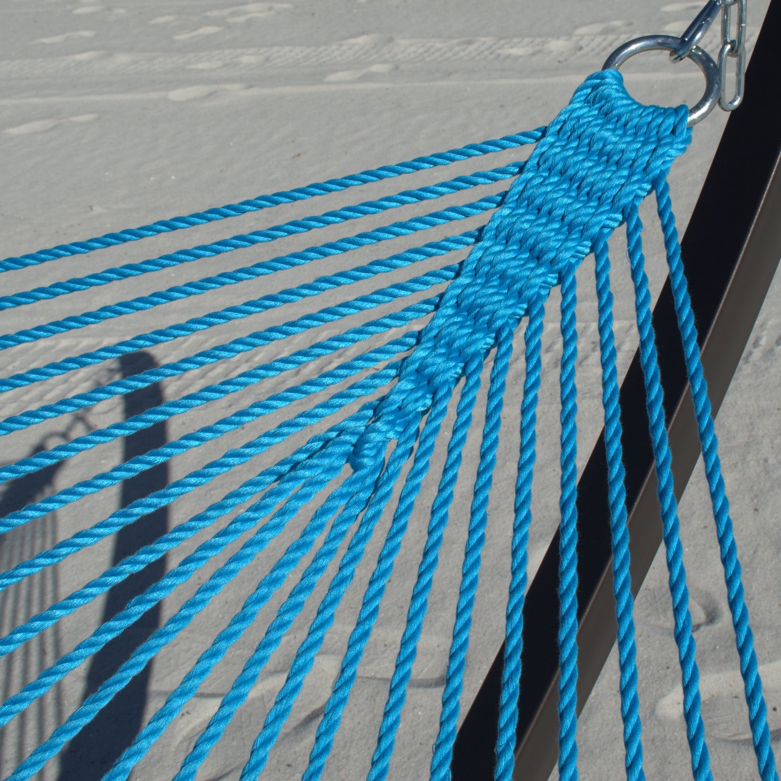 Premium Double Mayan Hammock - Light Blue Cotton Rope Hammock for Outdoor, Patio, Backyard & Beach Relaxation - Durable & Comfortable Hanging Bed for Garden, Camping & Vacation