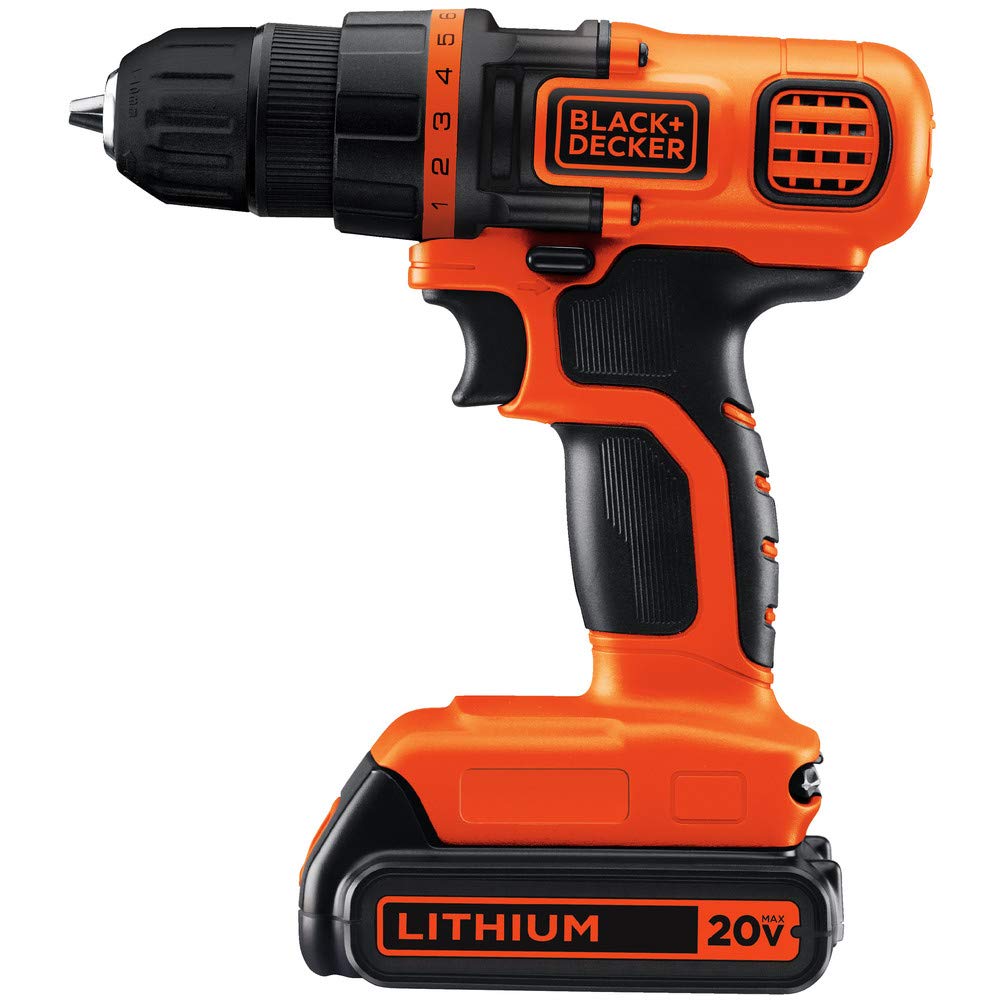 BLACK+DECKER 20V MAX Cordless Drill Driver Kit with LED Work Light, 3/8 Inch Chuck, Includes Battery & Charger (LDX120C) - Perfect for DIY Home Projects, Woodworking, and Professional Construction Work