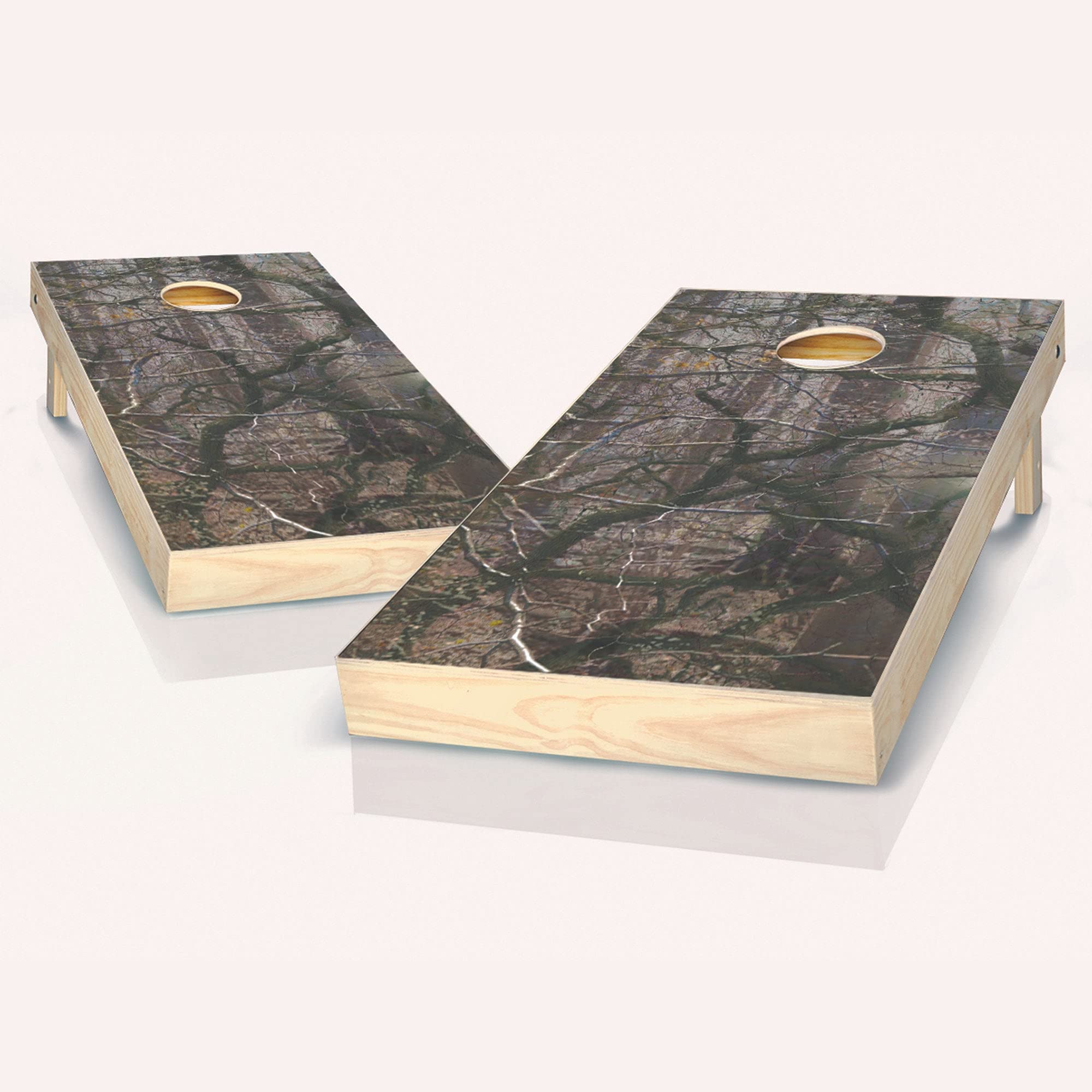 Skip's Garage Wooded Camo Cornhole Boards Set with 8 Bags & Accessories - Premium Outdoor Bean Bag Toss Game for Backyard, Tailgating, and Camping Fun
