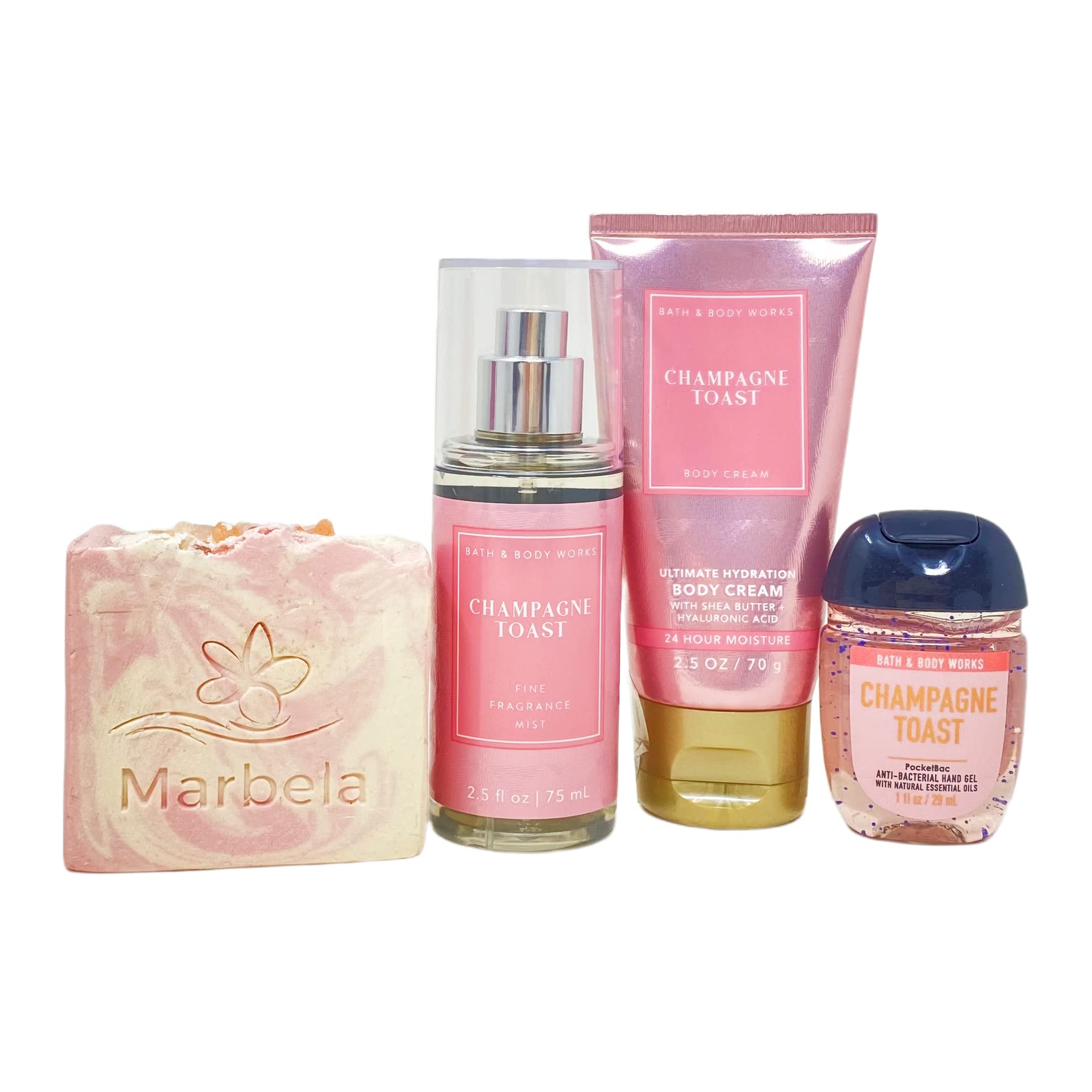 Bath & Body Works Champagne Toast Birthday Mini Gift Set - Fragrance Mist, Body Cream, Hand Sanitizer & Himalayan Salt Soap Bar | Travel Size Luxury Gift for Women, Party Favors, Bridesmaid Gifts & Self-Care Essentials
