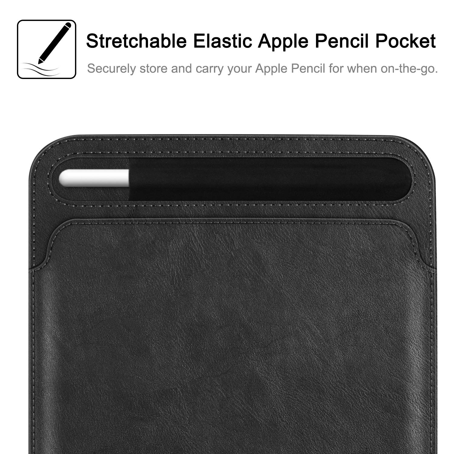 Fintie Slim Vegan Leather iPad Case with Pencil Holder - Compatible with iPad Air 11/Air 5/4, iPad (A16), 10th/9th Gen & Pro 11-inch - Protective Sleeve Cover & Carrying Bag (Black) - Perfect for Work, School & Travel