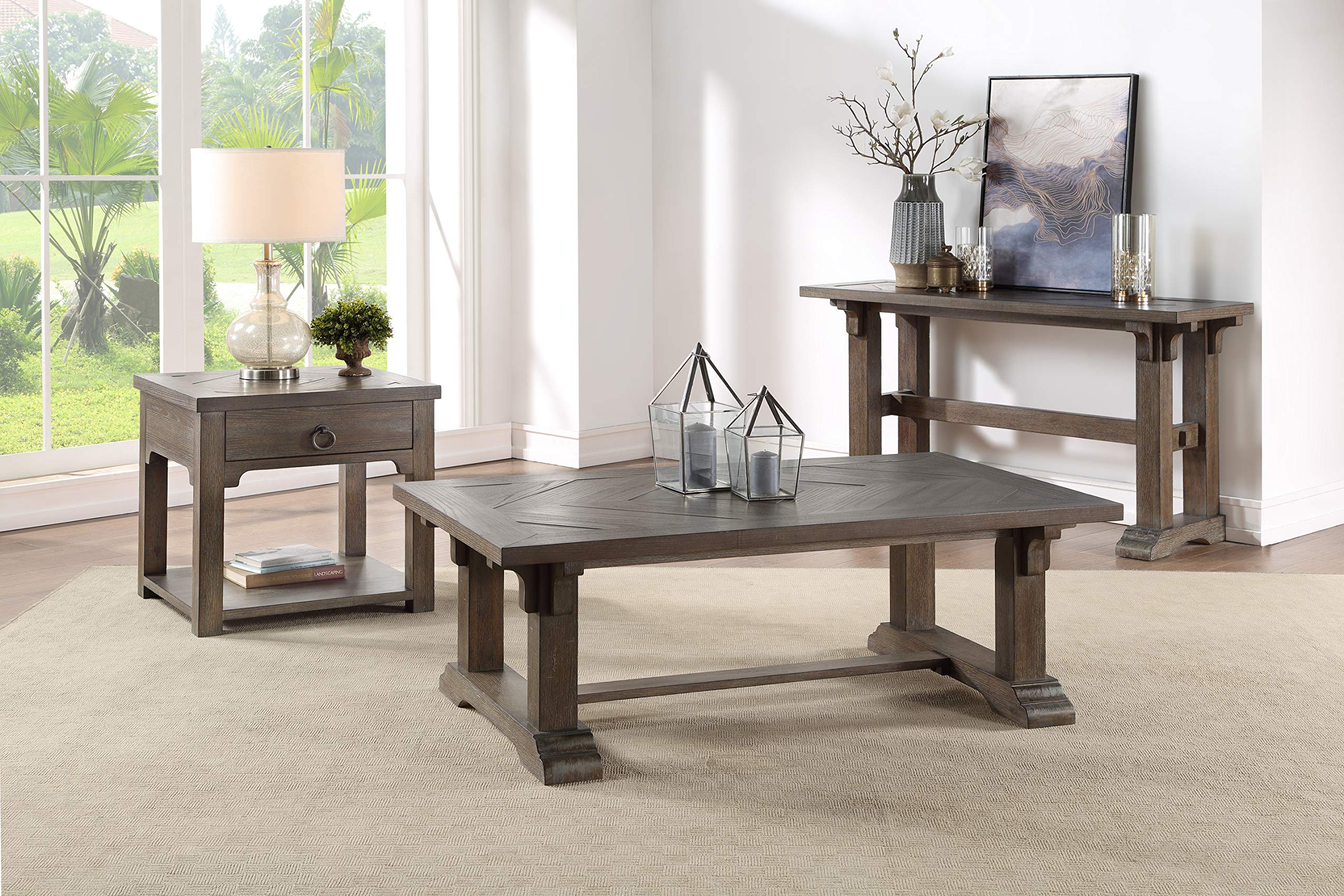 Lexicon Amancio End Table - Driftwood Brown Finish, Modern Side Table for Living Room, Bedroom, or Office - Perfect for Lamps, Books, and Decor