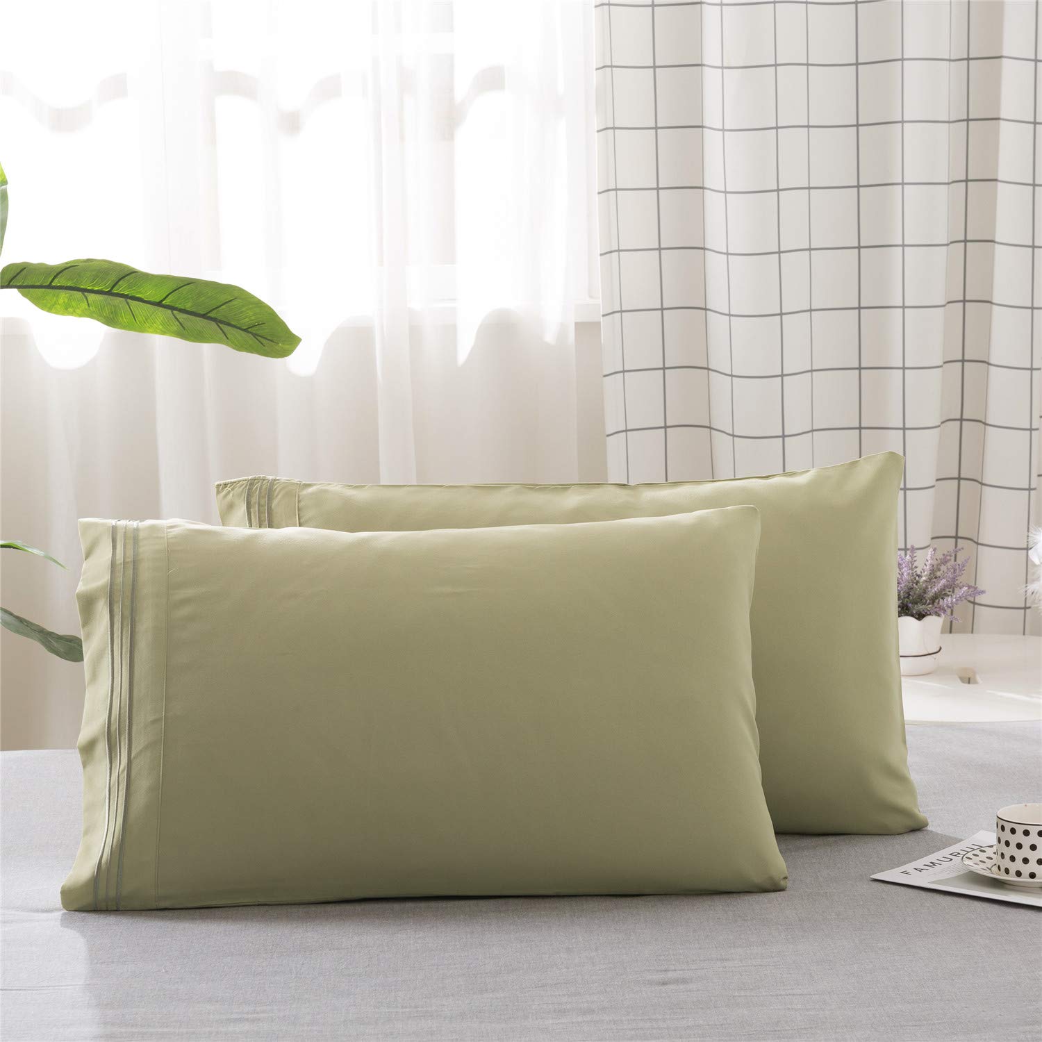 Villand 1800 Thread Count Brushed Microfiber Pillowcase Set of 2 - Ultra Soft, Stain & Fade Resistant, Wrinkle-Free Luxury Hotel Quality Pillow Cases with Envelope Closure - Perfect for Bedroom, Guest Room & Airbnb