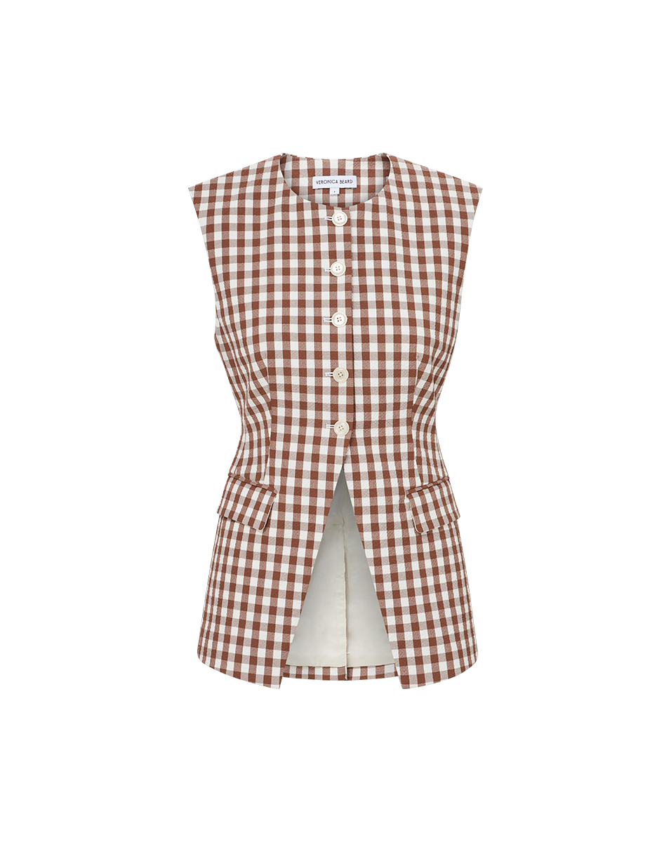 Lois Gingham Seersucker Vest for Women - Stylish Summer Waistcoat with Button Front - Perfect for Outdoor Weddings, Beach Parties & Casual Office Wear