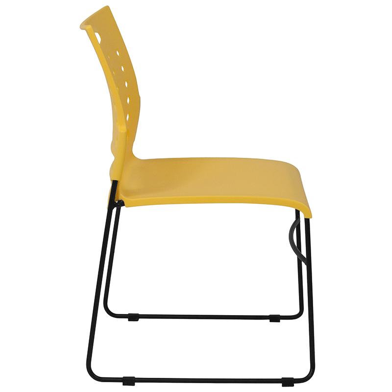 FLASH HERCULES Series 881 lb Capacity Black Sled Base Stackable Chair with Air Vent Back - Heavy Duty Folding Chairs for Events, Banquets, and Conference Rooms