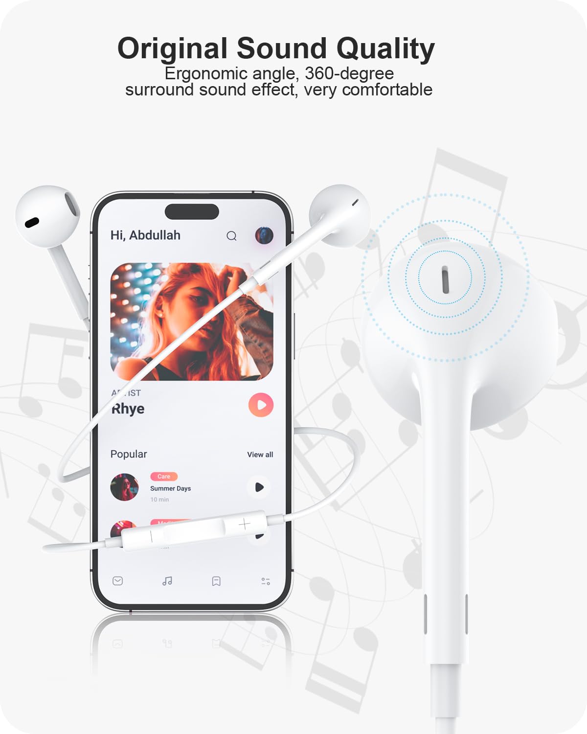 2 Pack Wired Earbuds with Mic & Volume Control - Noise Isolating In-Ear Headphones 3.5mm Jack, Lightweight Comfort for iPhone, iPad, Samsung, Huawei, Android Devices, MP3 Players, Tablets & Laptops - Perfect for Commuting, Workouts & Online Classes