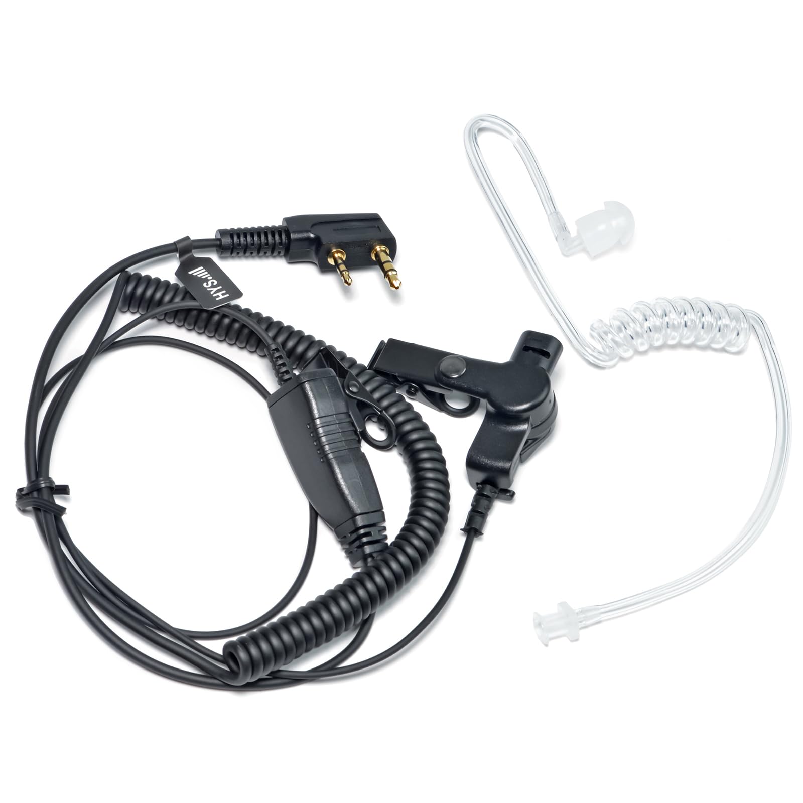 HYS Surveillance Headset Earpiece - Clear Acoustic Coil Tube Earbud Audio Kit for Kenwood PUXING Baofeng UV-5R BF-888S 2 Way Radio - Ideal for Security, Law Enforcement & Outdoor Communication