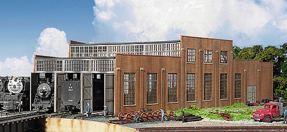Walthers Cornerstone Series HO Scale Modern Roundhouse Kit - Perfect for Model Train Enthusiasts & Railroad Dioramas