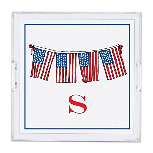 Personalized Lucite Tray with Monogram Letter P - Square Multicolored Acrylic Serving Tray for Home Decor, Wedding Gift, or Office Organization