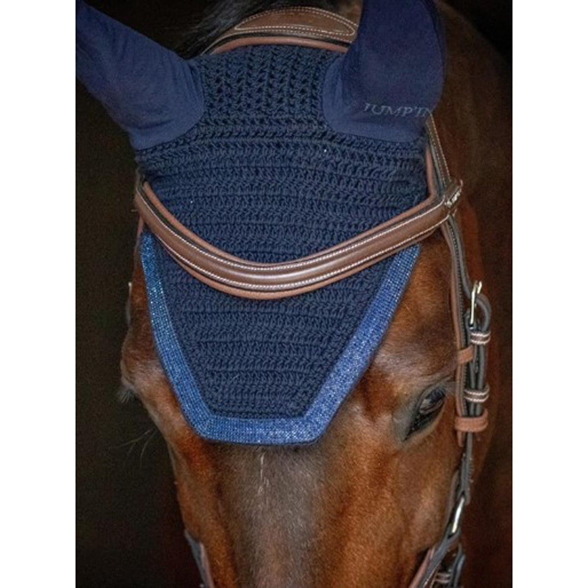 Jump'in Glitter Fly Veils for Horses - Sparkling UV Protection Mesh with Adjustable Fit - Perfect for Equestrian Shows, Training & Riding