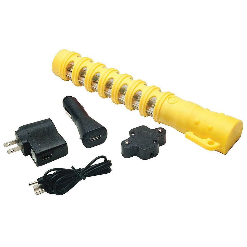 Aervoe 1154 Baton Traffic Single Flare with Amber LEDs - High Visibility Safety Yellow for Roadside Emergencies & Construction Zones