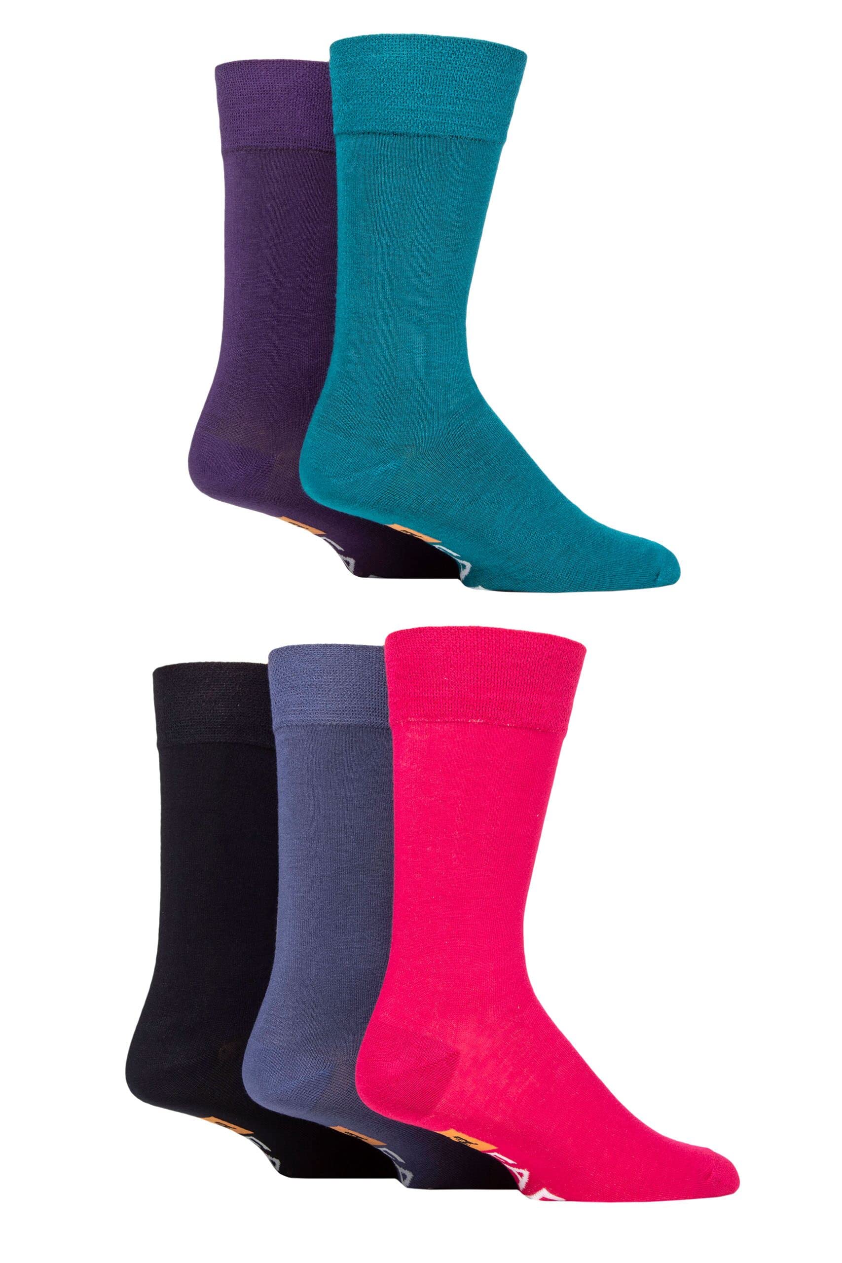 Farah Men's Classic Plain Bamboo Socks - 5 Pack | Soft, Breathable & Comfortable for Everyday Wear, Work & Outdoor Activities