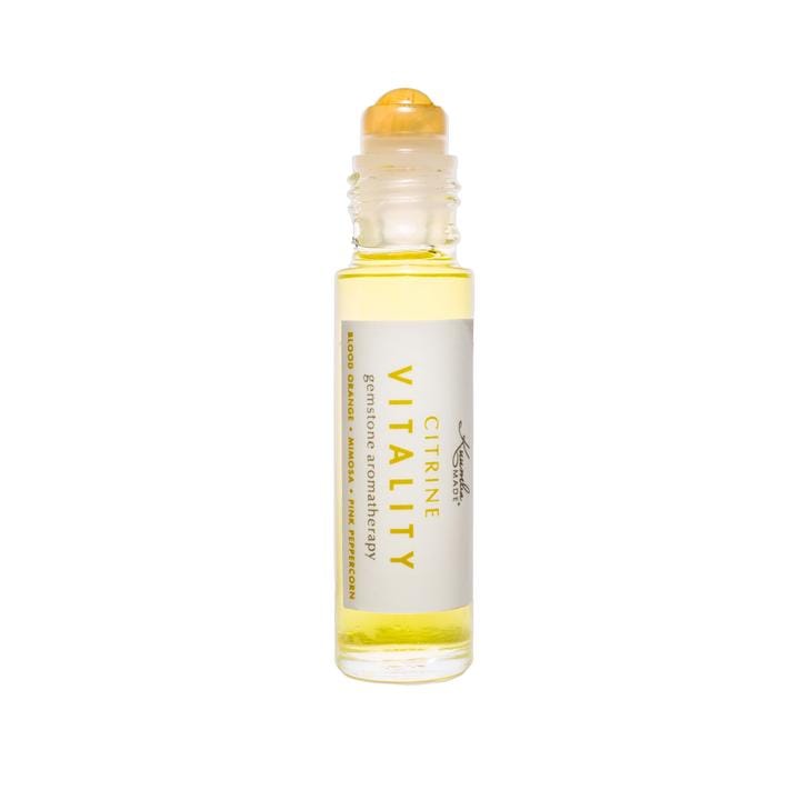 Citrine Gemstone Aromatherapy Roll On - Natural Essential Oil Diffuser for Stress Relief & Positive Energy | Perfect for Yoga, Meditation & Home Relaxation