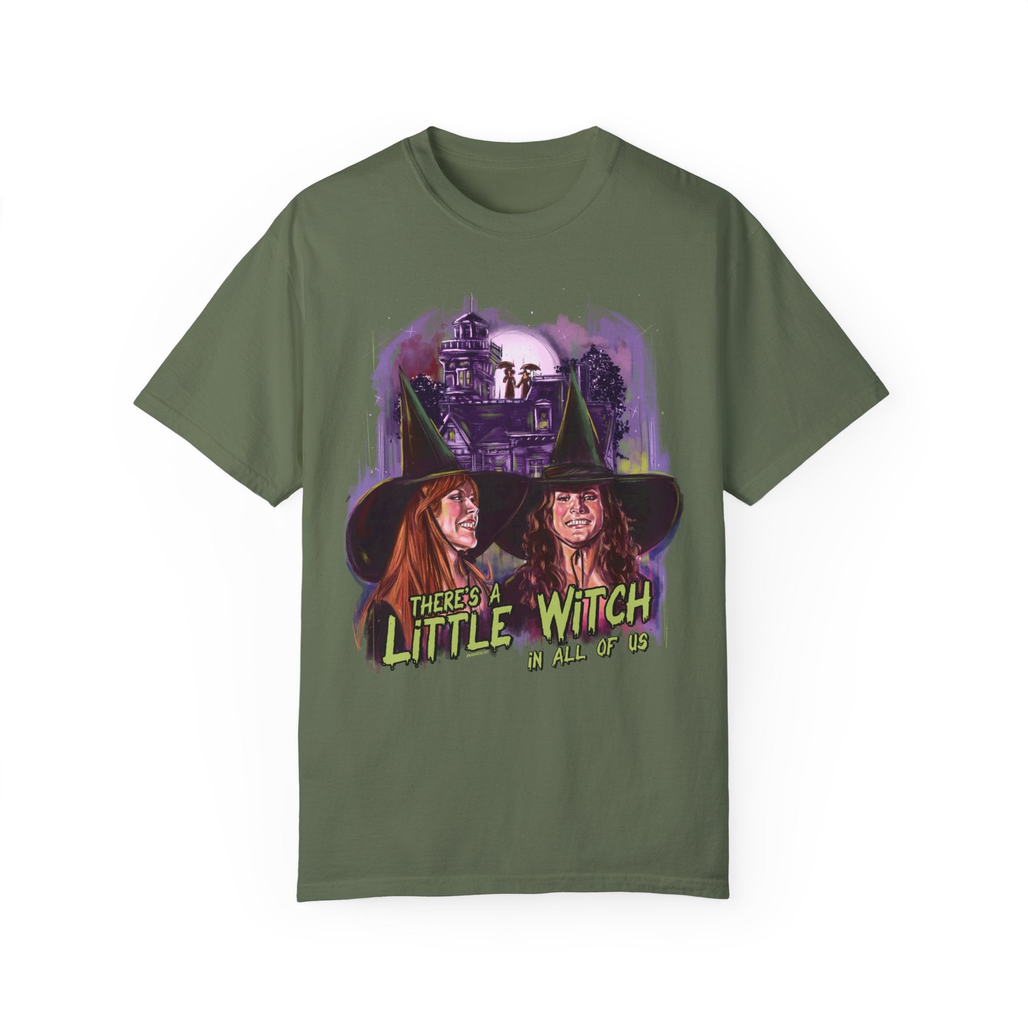 There's A Little Witch T-Shirt - Cute Halloween Graphic Tee for Women & Girls - Perfect for Halloween Costumes, Witch Parties & Spooky Season Outfits