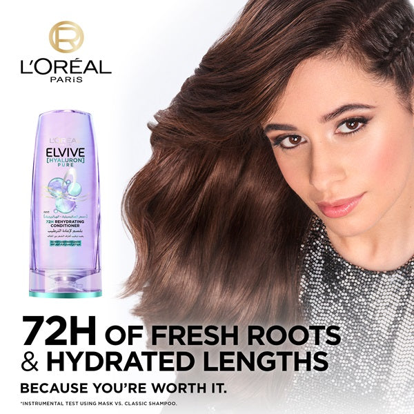 Elvive Hyaluron Pure 72h Hydrating Conditioner for Oily Scalp & Dry Hair - Deep Moisturizing Treatment for Daily Hair Care & Hydration