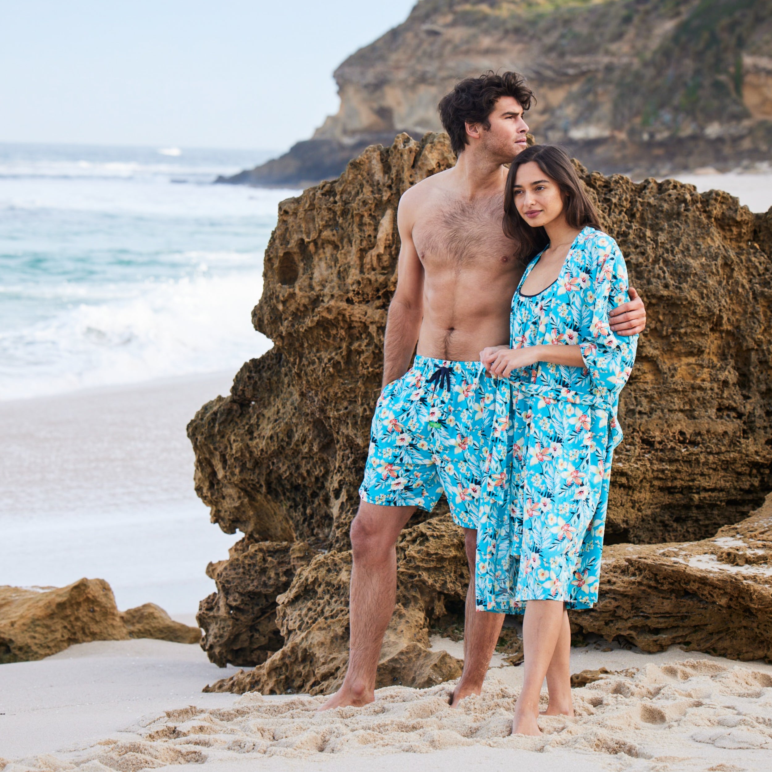 Women's Twilight Floral Woven Robe - Soft Blue Cotton Kimono Style Bathrobe for Spa, Lounge & Home Relaxation