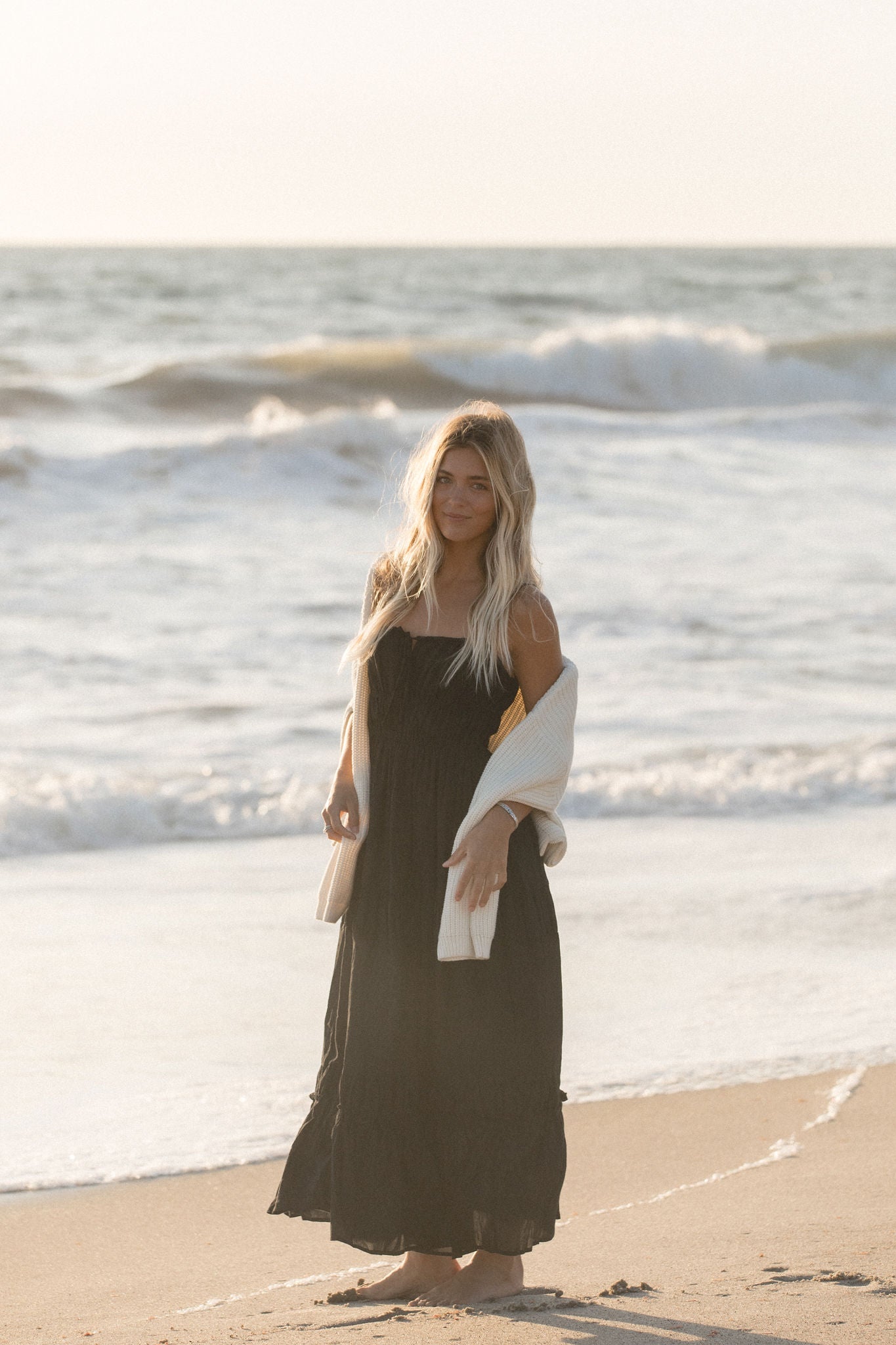 Salt Air Woven Cotton Midi Dress - Women's Summer Beach Dress with Pockets, Breathable & Comfortable for Vacation, Outdoor, and Casual Wear