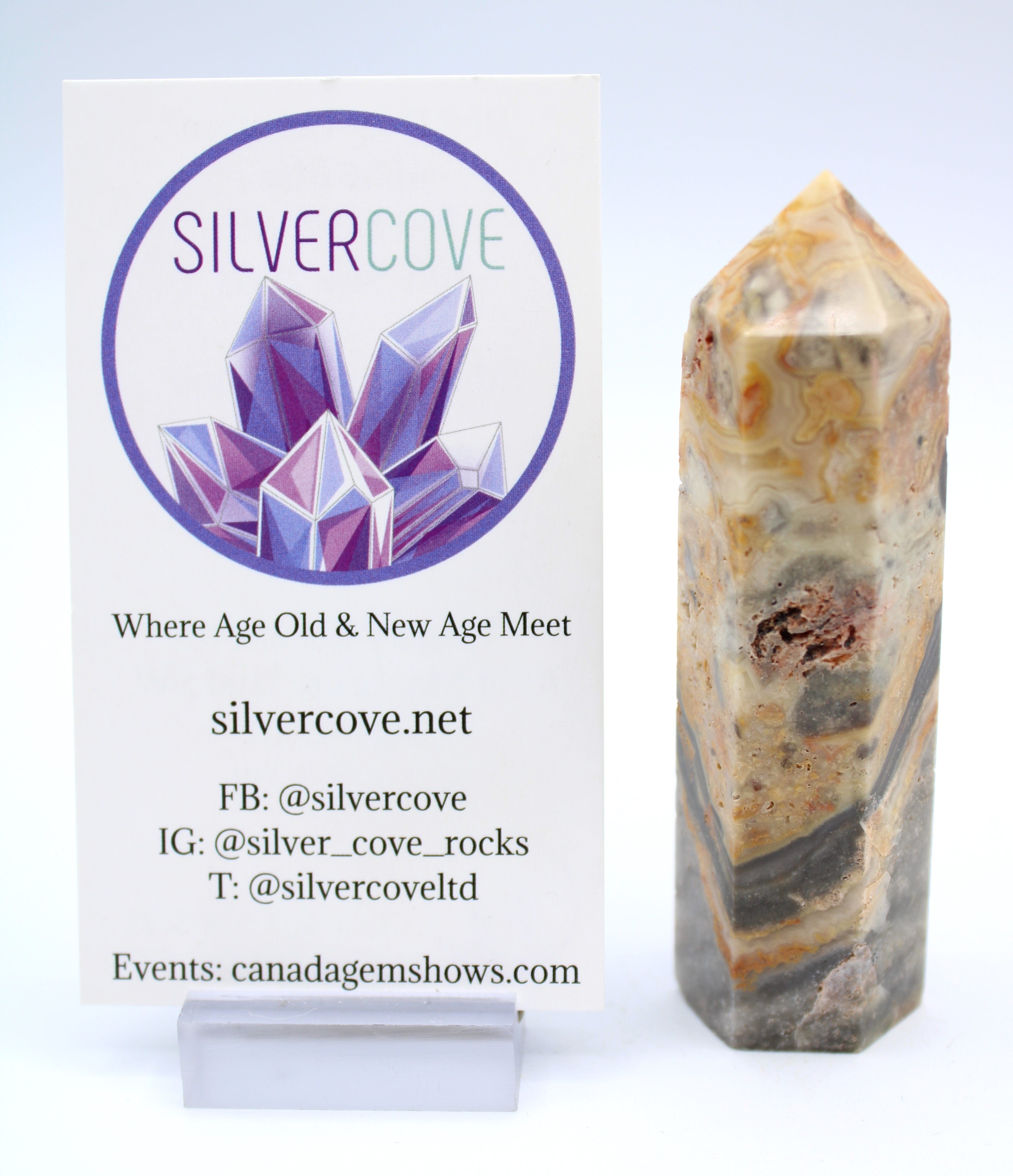Natural Crazy Lace Agate Crystal Tower - Healing Stone for Meditation, Yoga & Home Decor | 6 Inch Spiritual Energy Centerpiece for Office Desk & Sacred Space