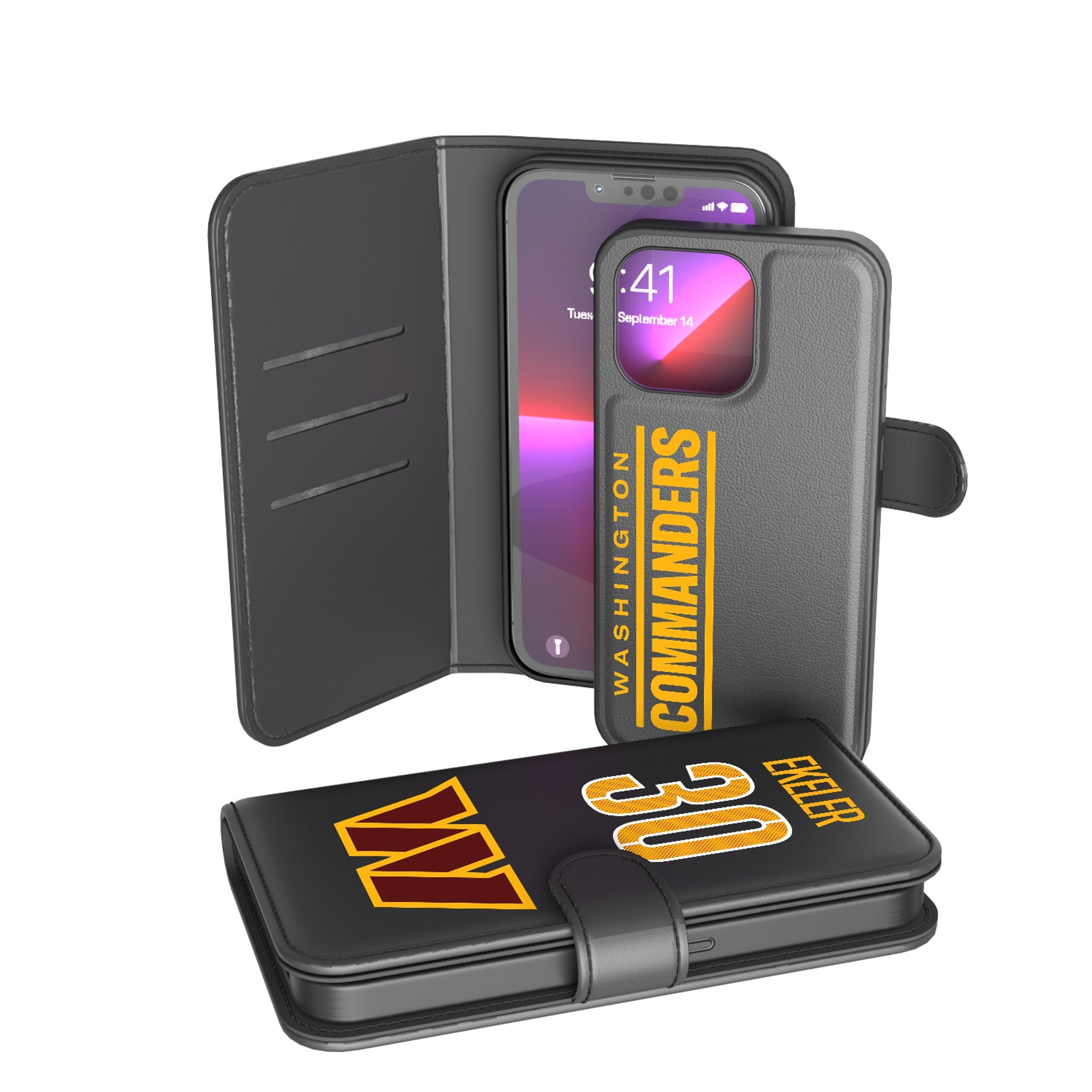 Austin Ekeler Washington Commanders 30 Ready Wallet Phone Case - Slim RFID Blocking Credit Card Holder for iPhone & Android - Perfect for Game Day & Everyday Use
