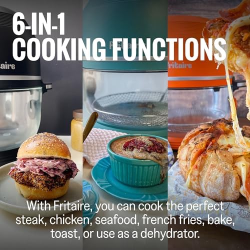 Healthy 5 Quart Glass Air Fryer - Non-Toxic, BPA-Free & Teflon-Free, 6-in-1 Functions (Rotisserie, Roast, Bake), 400°F Vortex Technology for Even Cooking, Self-Cleaning with 360° Visibility - Perfect for Family Meals, Quick Snacks & Healthy Cooking
