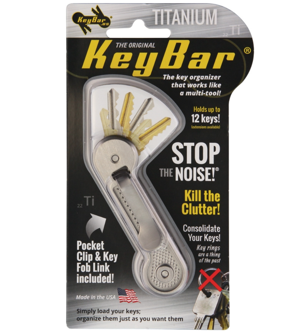 KeyBar KBR204 Titanium Crosshatch Key Organizer - Premium EDC Gear for Everyday Carry, Outdoor Adventures & Home Use