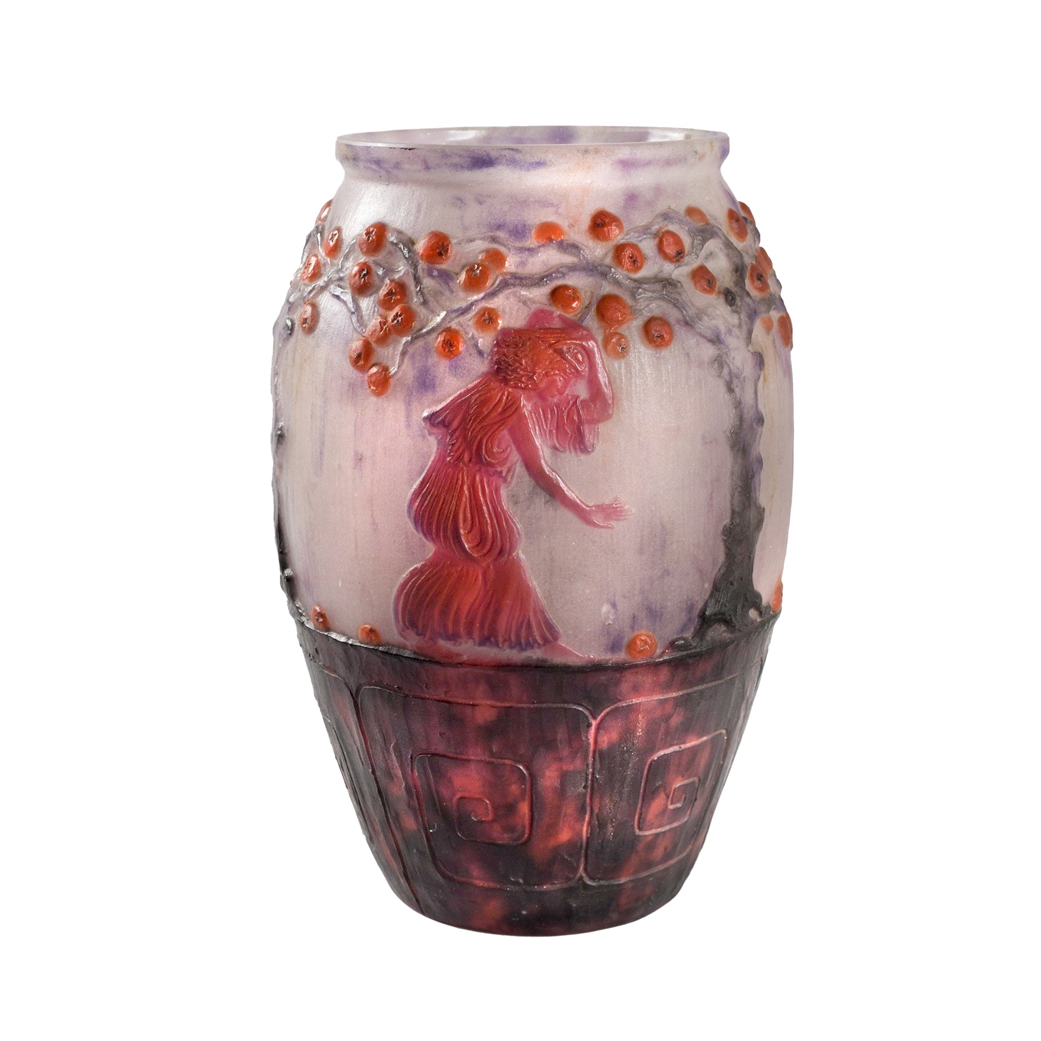 Gabriel Argy Rousseau Le Jardin des Hespérides Pâte de Verre Glass Vase - Handmade Art Glass Vase for Home Decor, Wedding Centerpiece & Luxury Gift