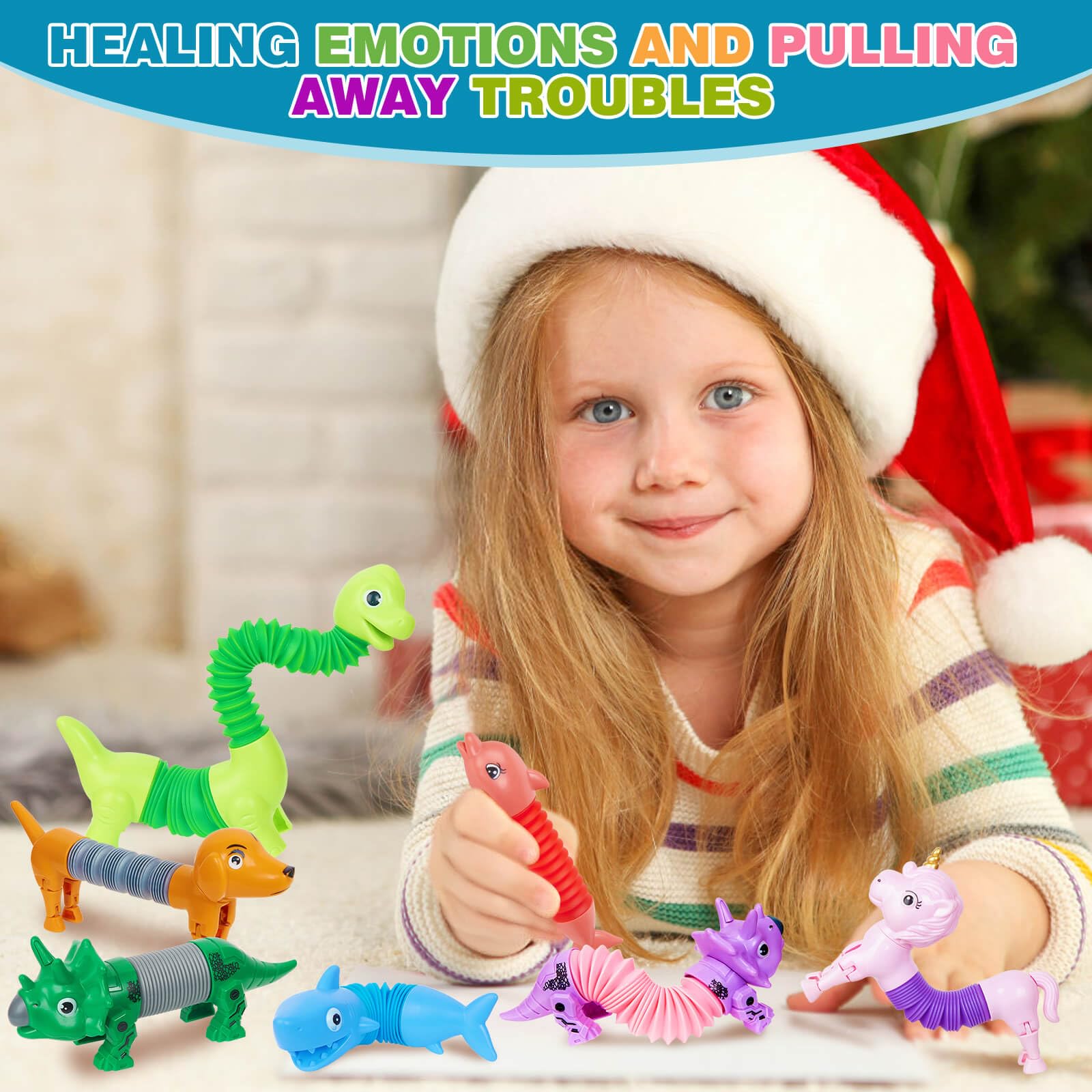 Easter Basket Stuffers for Kids - 10 Pack Sensory Fidget Toys with Animal Pop Tubes, Easter Egg Fillers for Toddlers Ages 3-7 - Perfect Easter Gifts for Boys & Girls - Great for Stress Relief, Classroom Rewards and Party Favors