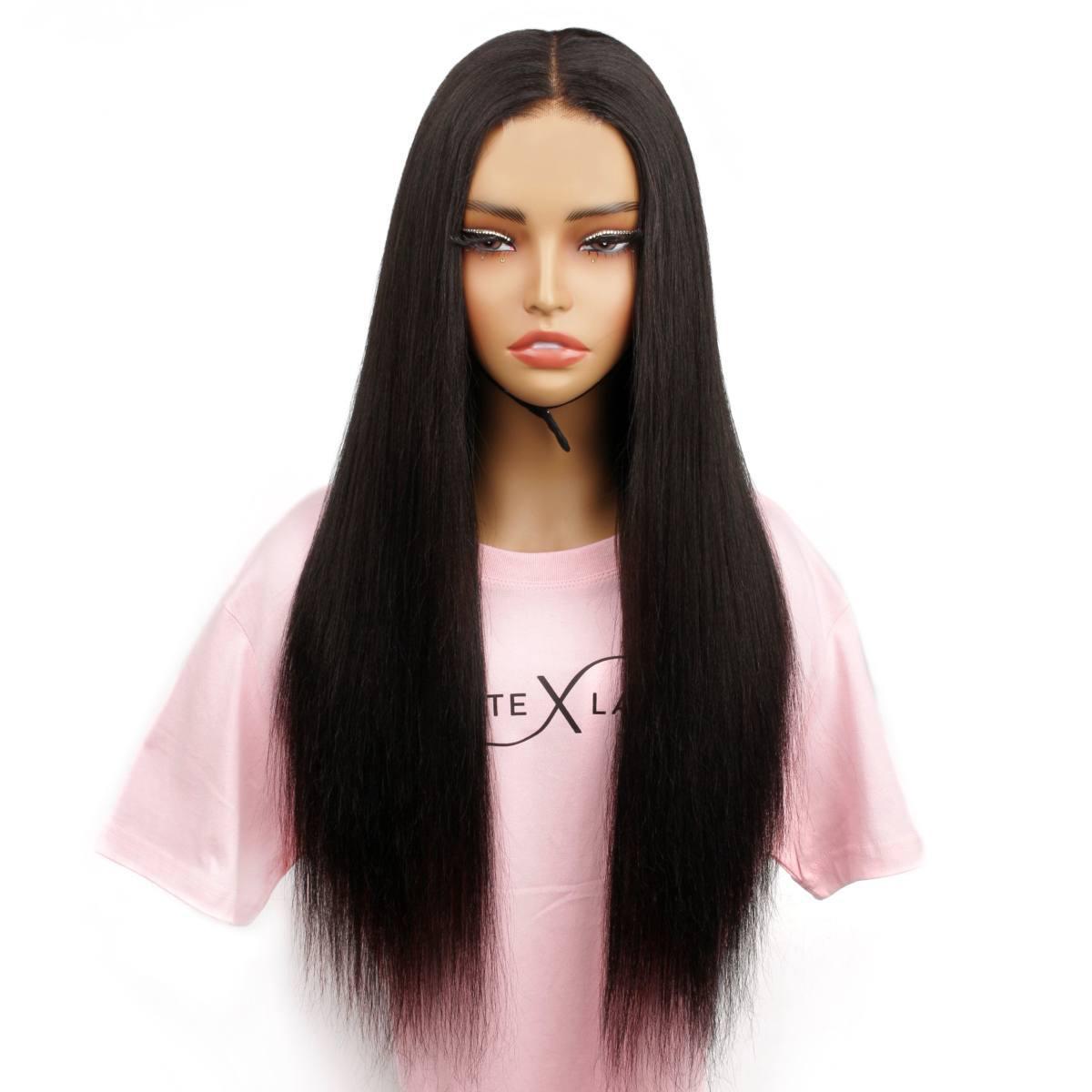 Yaki Straight 2x6 HD Lace Closure 100% Human Hair Glueless Wig - Natural Black Brazilian Hair for Women, Pre-Plucked with Baby Hair, Breathable & Comfortable for Daily Wear, Parties & Special Occasions