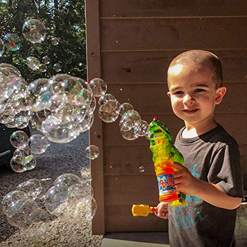 Dinosaur Bubble Guns for Kids - 2 Pack Battery Operated Bubble Blower Toy with Refill Bottles | Fun Outdoor Bubble Maker for Toddlers & Children | Perfect for Birthday Parties, Park Play & Summer Activities