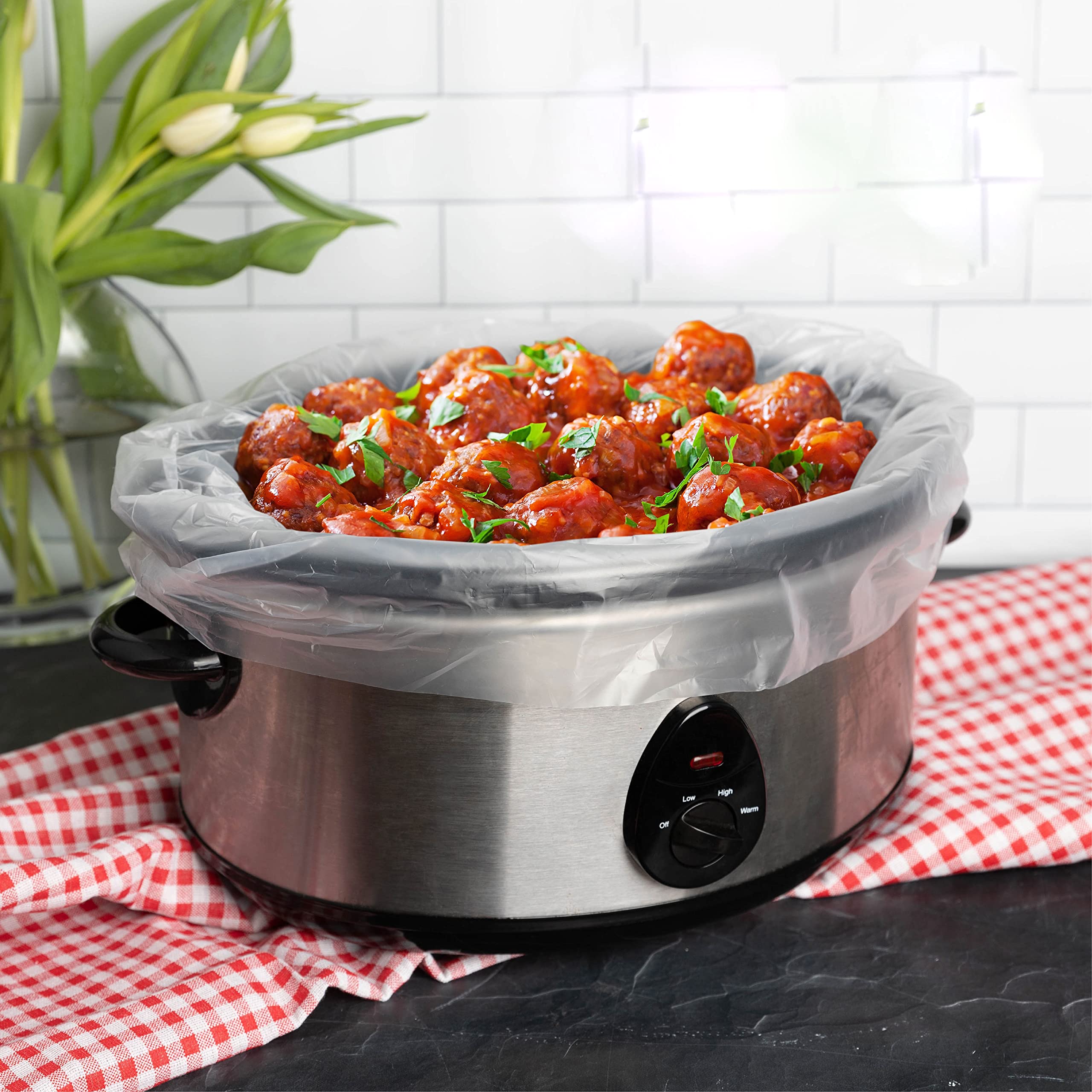 10 Pack Slow Cooker Liners for 5-6 Quart Crock Pots - 18x4x14 Inches with 4