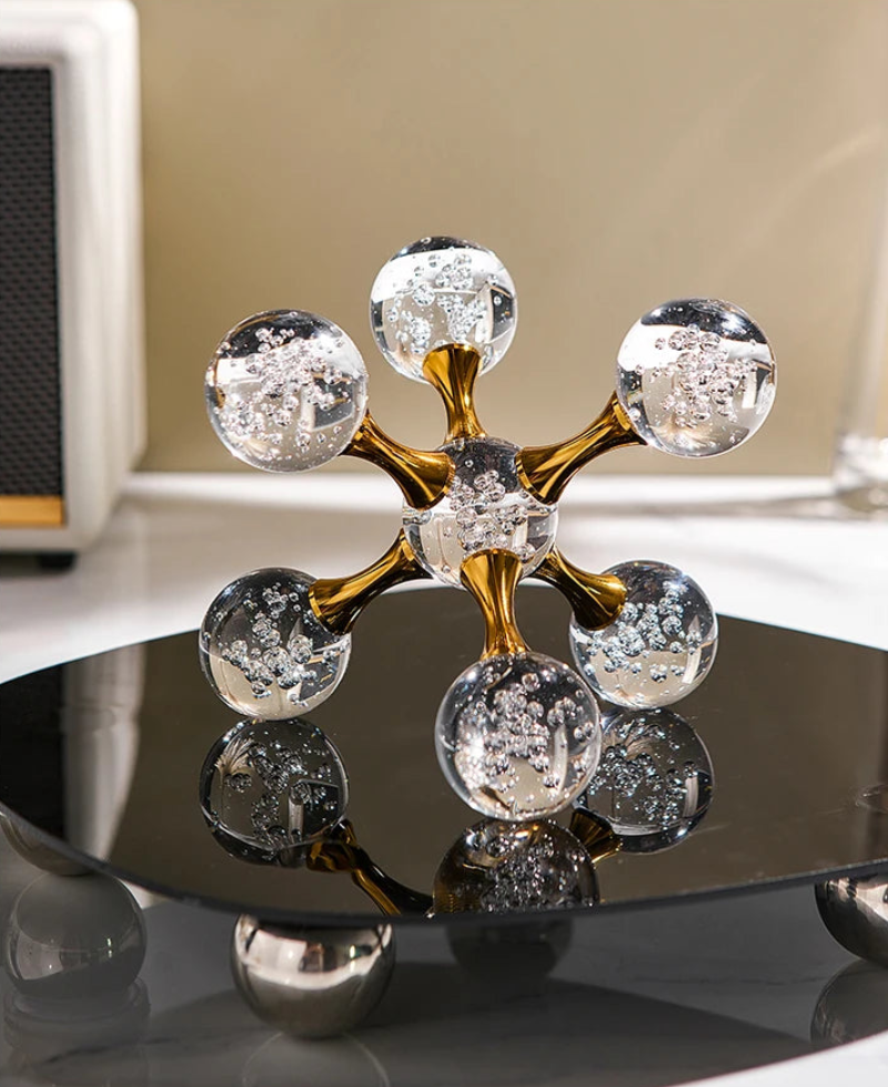 Handmade Bubble Glass Star Paperweight - Elegant Desk Decor & Holiday Ornament for Christmas, Office, and Home Decoration