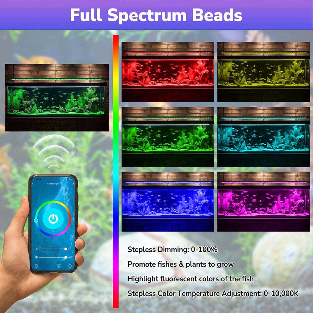 48 Inch Aquarium Light with RGB & APP Control - Full Spectrum LED for Saltwater & Freshwater Tanks - Perfect for Coral Growth & Planted Aquariums