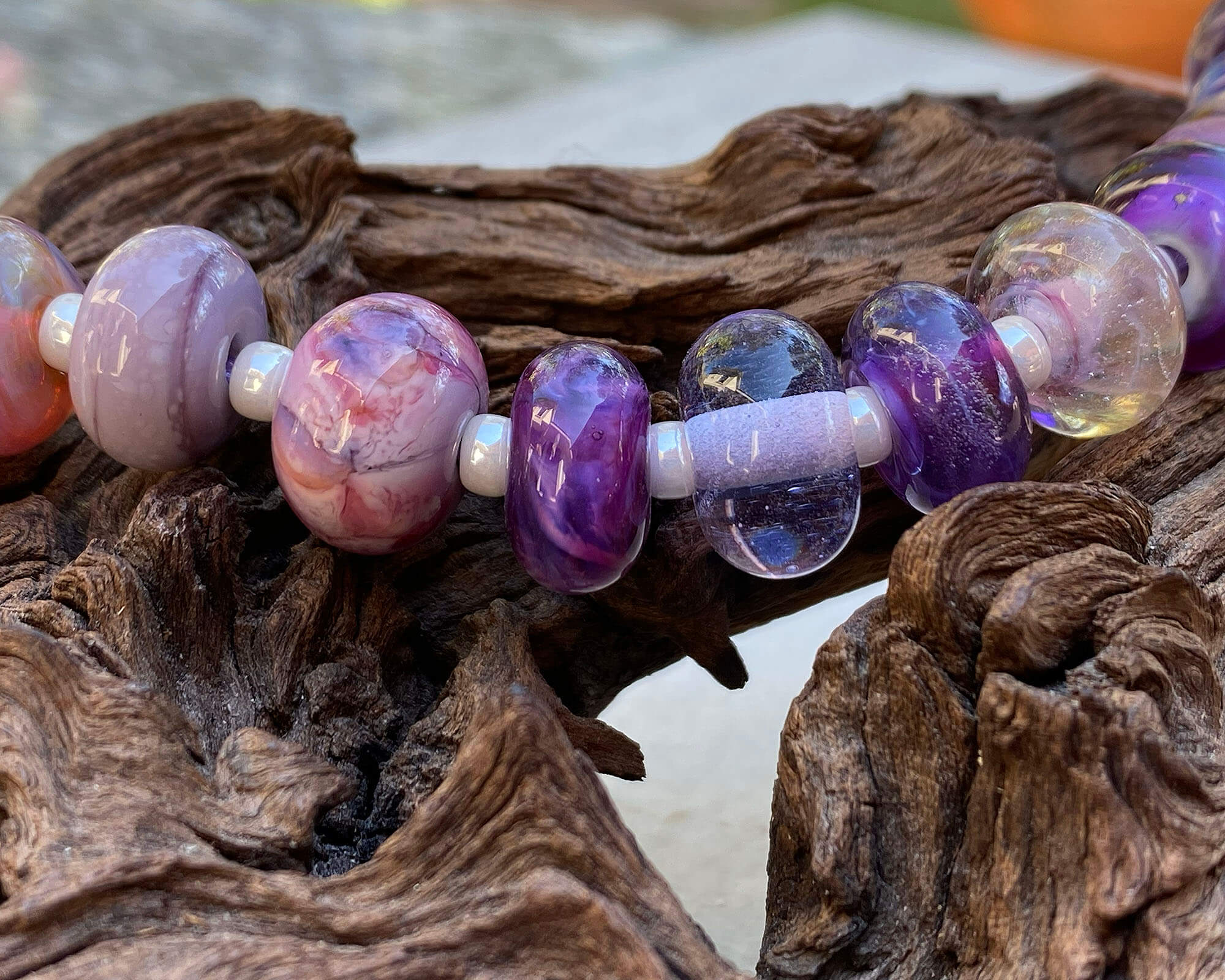 20-Piece Purple Orphan Lampwork Glass Beads Set for Jewelry Making - SRA Certified, DIY Craft Supplies for Necklaces, Bracelets & Earrings