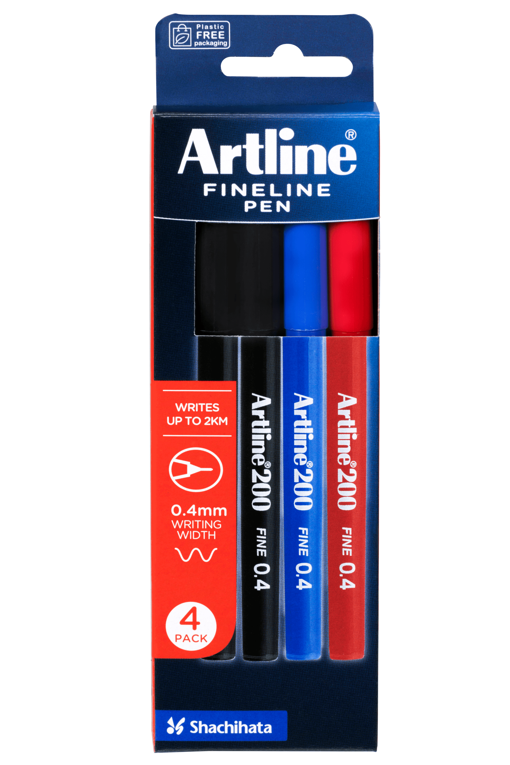 Artline 200 Fineliner Pens - 0.4mm Ultra Fine Tip, Assorted Colors (4-Pack) - Perfect for Sketching, Journaling & Bullet Point Writing