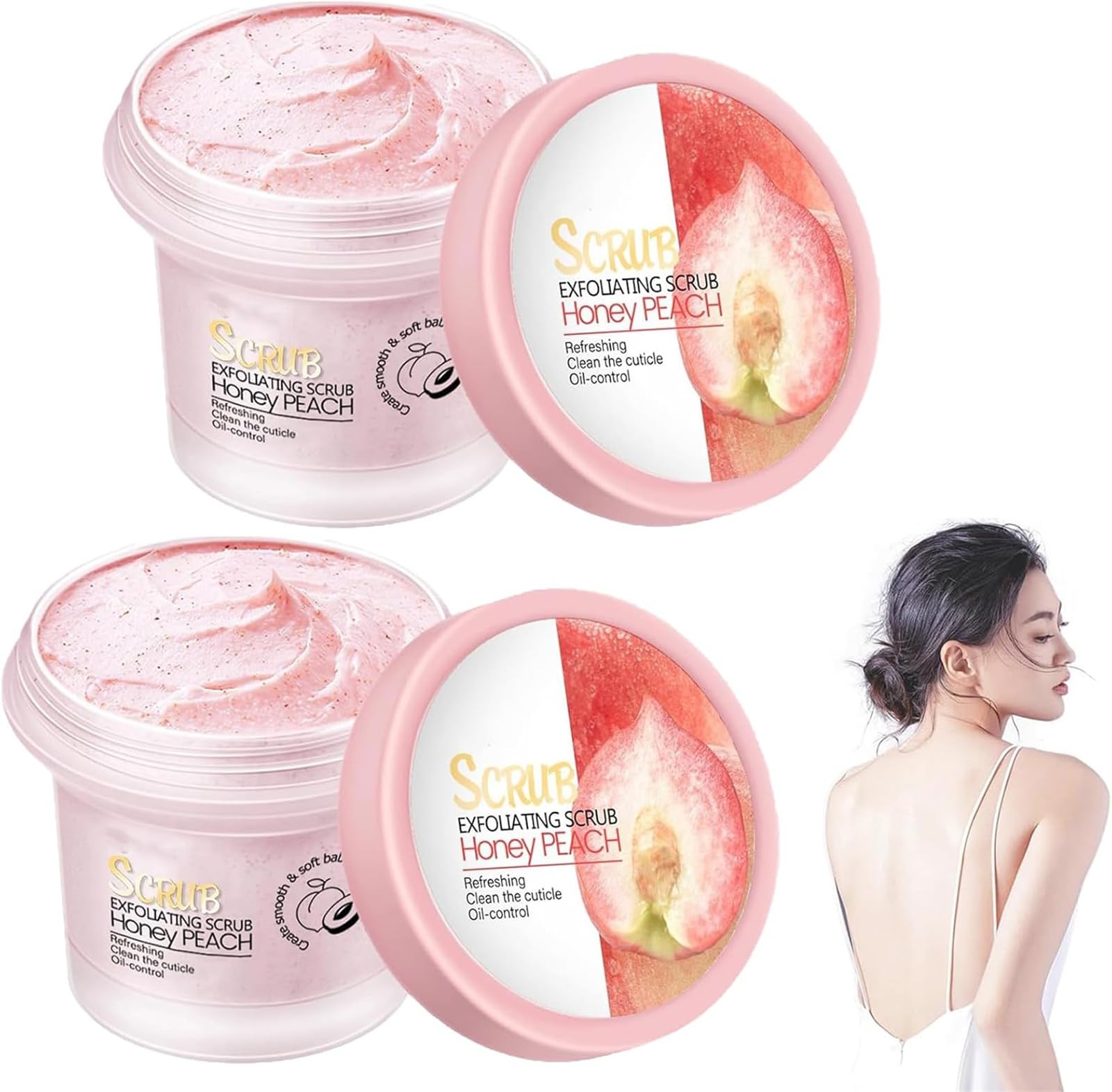 Peach Brightening & Hydrating Body Scrub - Exfoliating for Smooth Skin, Tightens & Moisturizes - Perfect for Body, Hands, Elbows - Ideal for Dry Skin Care & Pre-Shave Exfoliation
