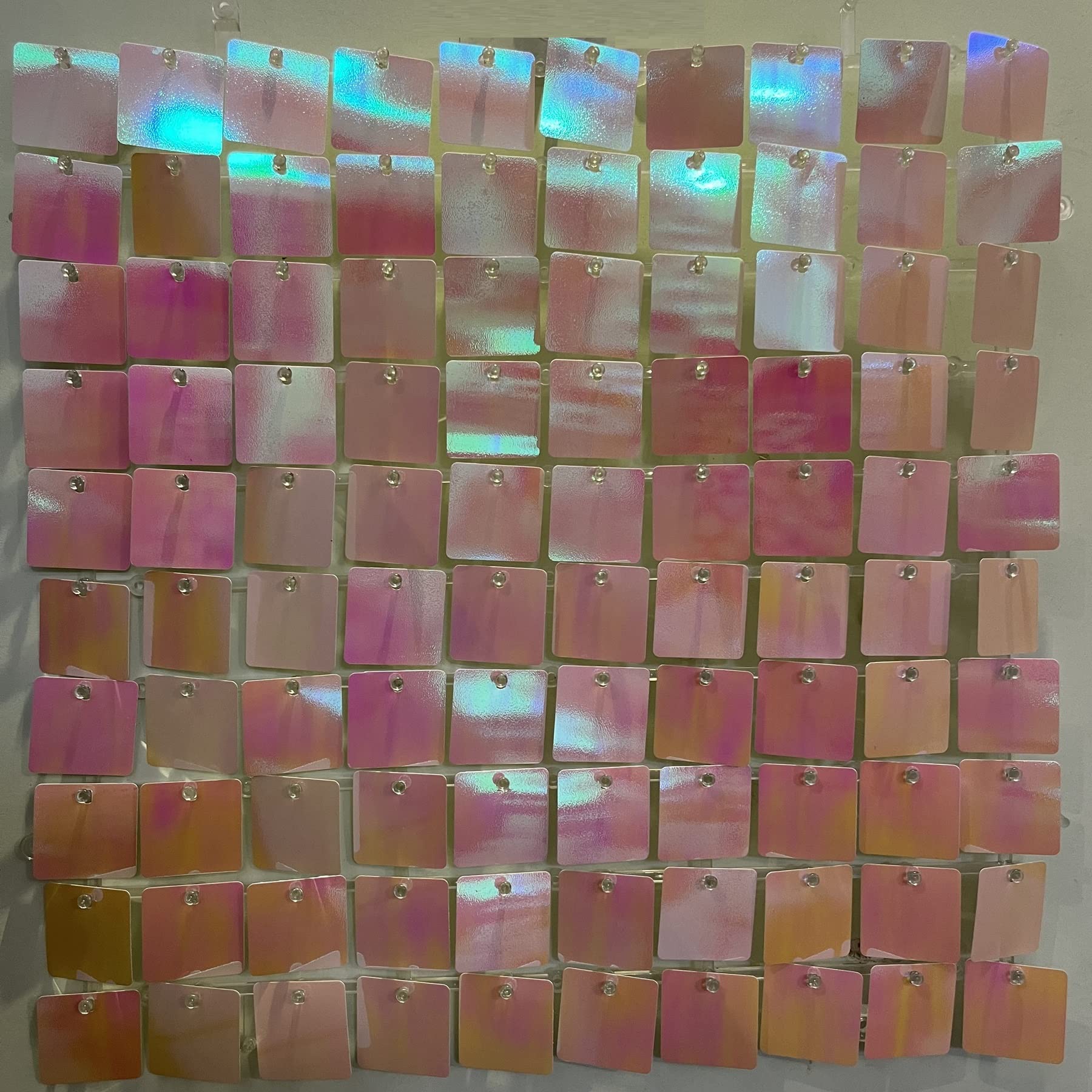 12-Panel Pink Iridescent Sequin Wall Backdrop - Easy Setup Shimmering Party Decor for Weddings, Birthdays, Anniversaries & Bachelorette Parties | Perfect for Photo Booths, Stage Backgrounds & Event Decorations