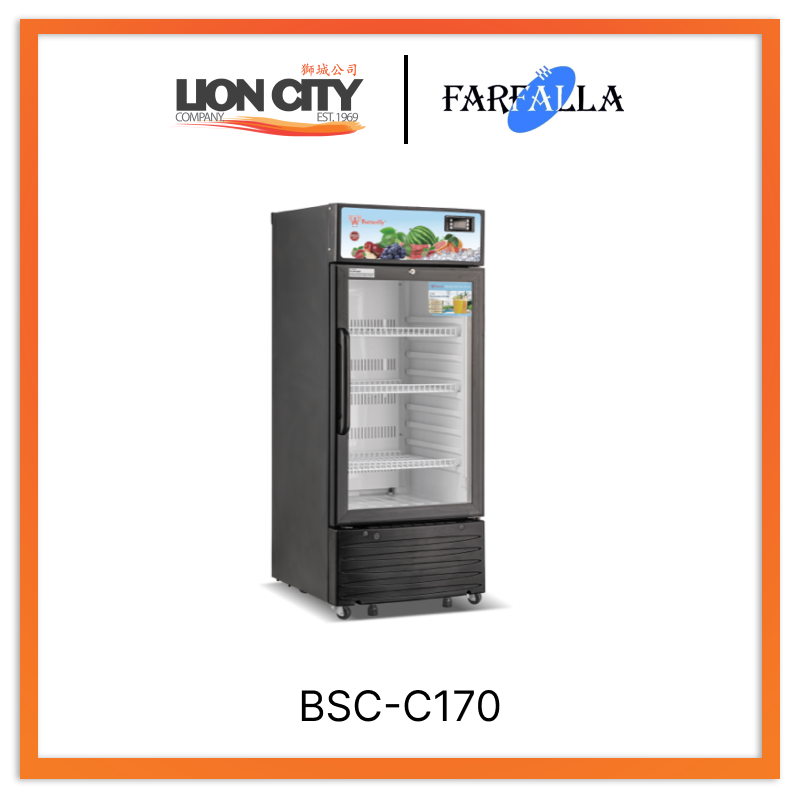 Farfalla BSC C170 Commercial Drink Chiller with Lock - Glass Door Beverage Cooler for Restaurants, Bars, and Retail Stores - Perfect for Showcasing Bottled Drinks, Wine, and Beverages