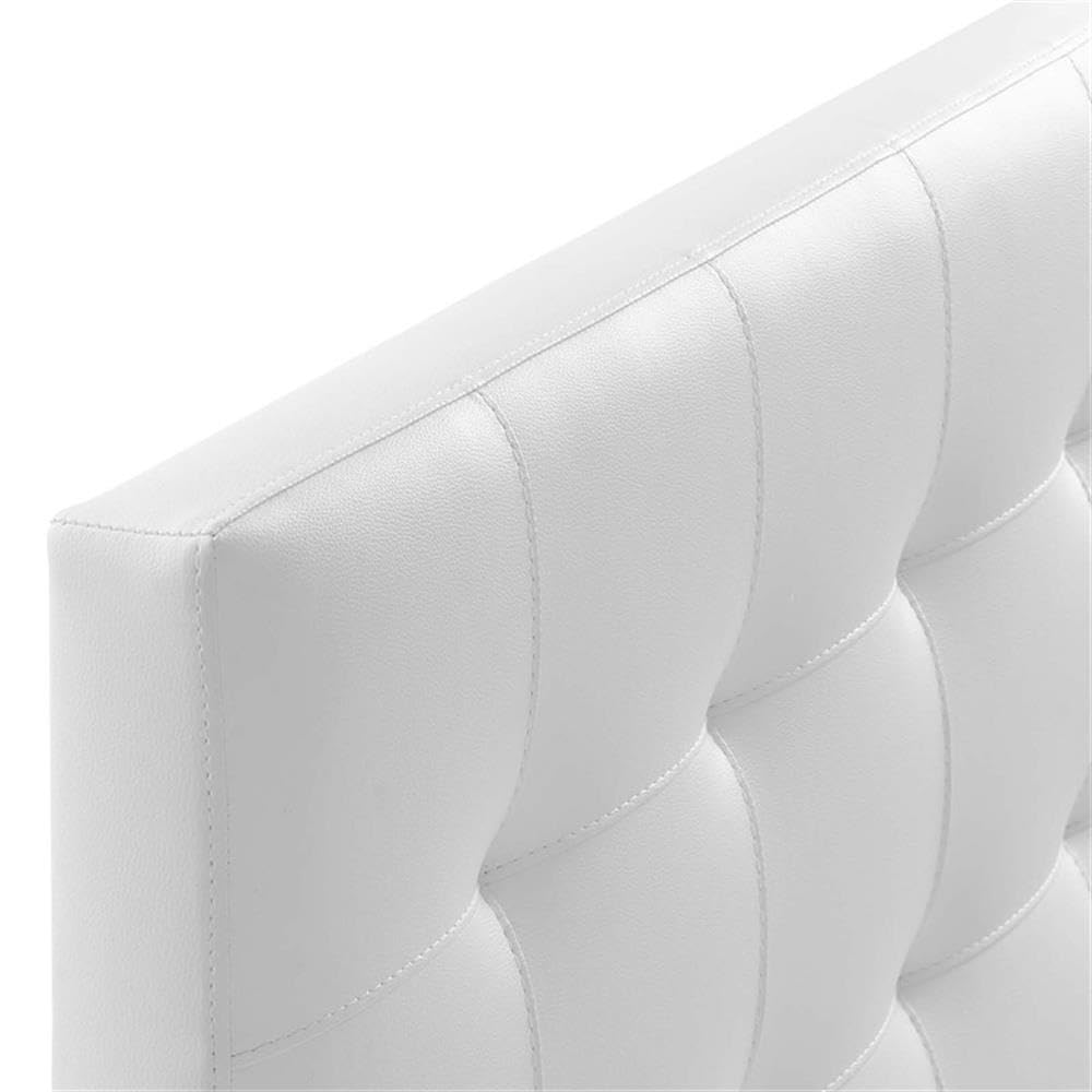 Rosebery Kids Tufted Faux Leather Upholstered Full Headboard in White - Perfect for Children's Bedroom Decor & Nursery Design