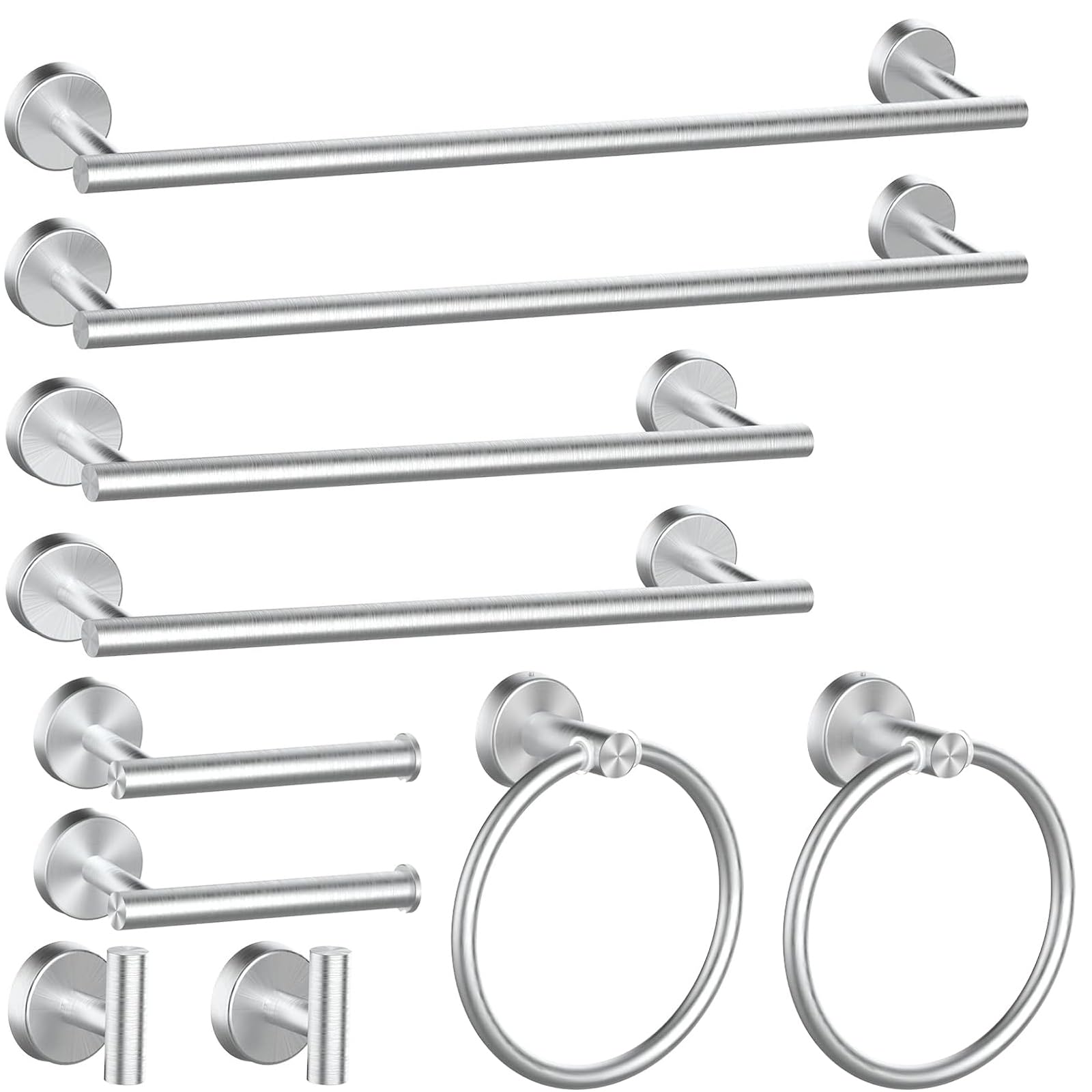 10-Piece Brushed Nickel Bathroom Hardware Set - Includes 24