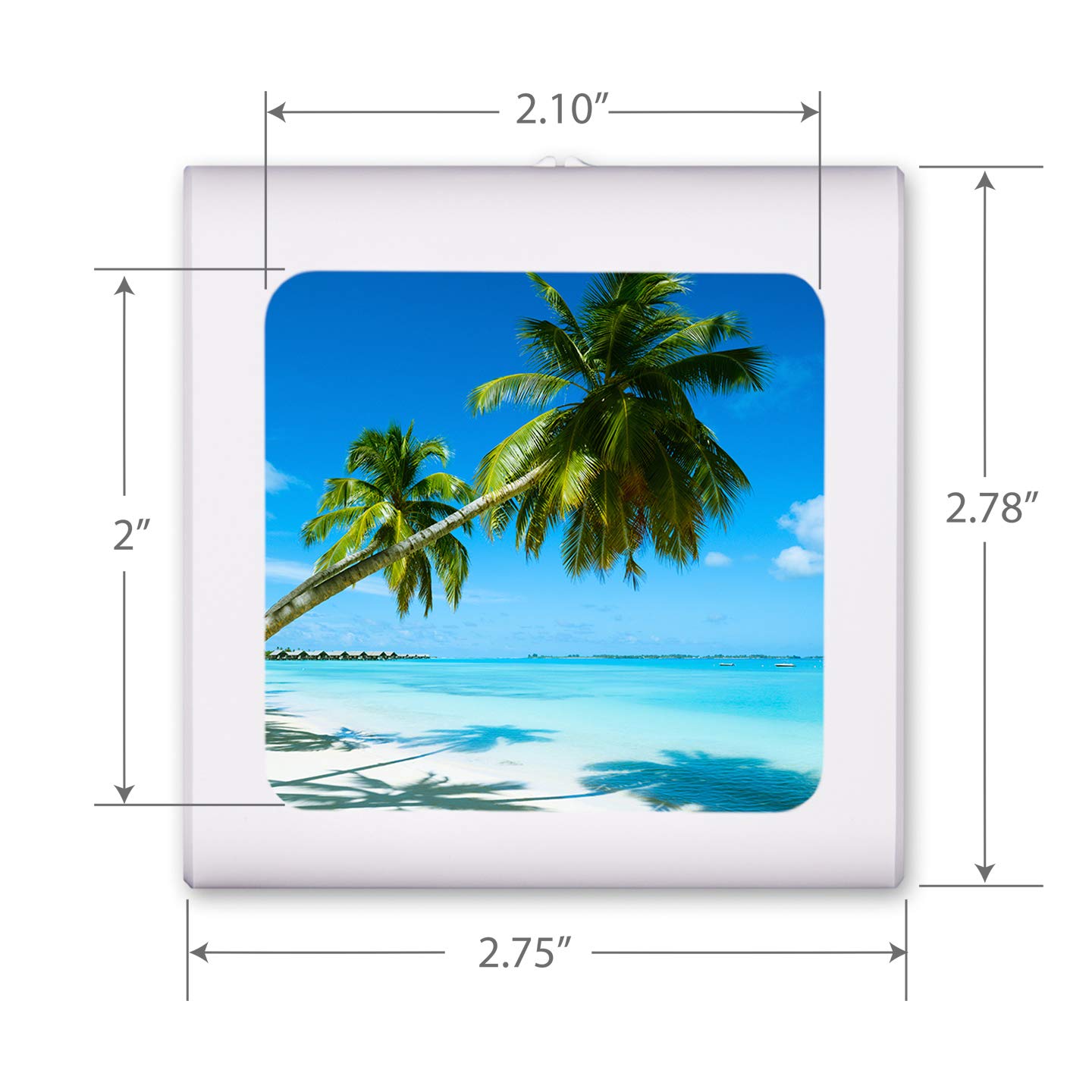 Dimmable LED Night Light with Auto On/Off Sensor, Adjustable Brightness & Warm White Light - Perfect for Bathroom, Hallway, Nursery, Bedroom - Creates Relaxing Beach Ambiance with Palm Tree Design