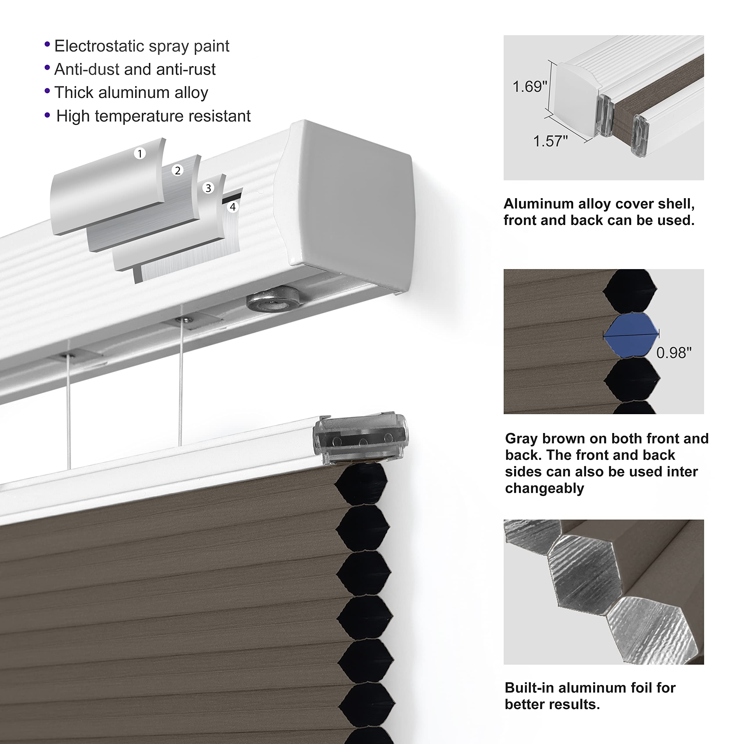 Boolegon Cordless Blackout Honeycomb Shades - Top Down Bottom Up Cellular Blinds for Windows, Custom Cut to Size (22