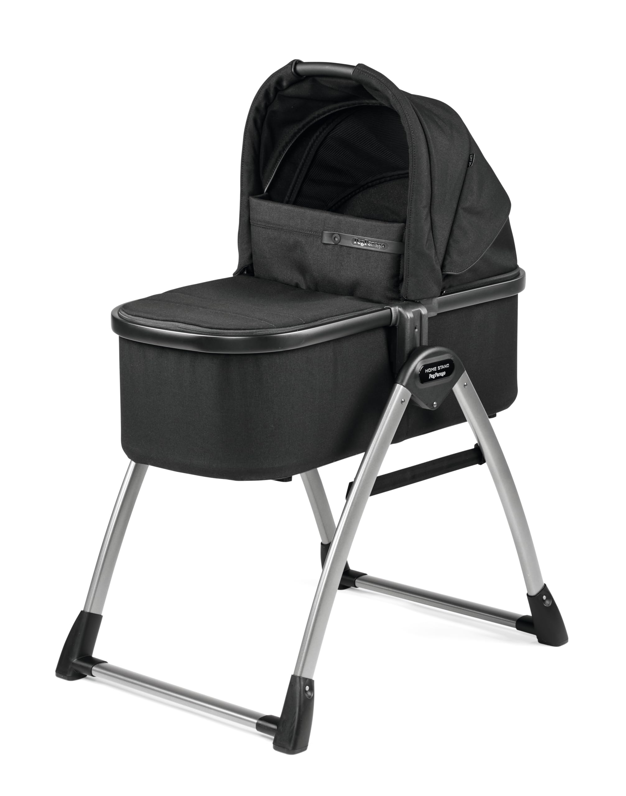 Peg Perego Bassinet with Home Stand for Ypsi-Veloce-Vivace Strollers - True Black Baby Crib - Compact Nursery Bedside Sleeper for Newborns & Infants - Perfect for Bedroom, Nursery & Travel