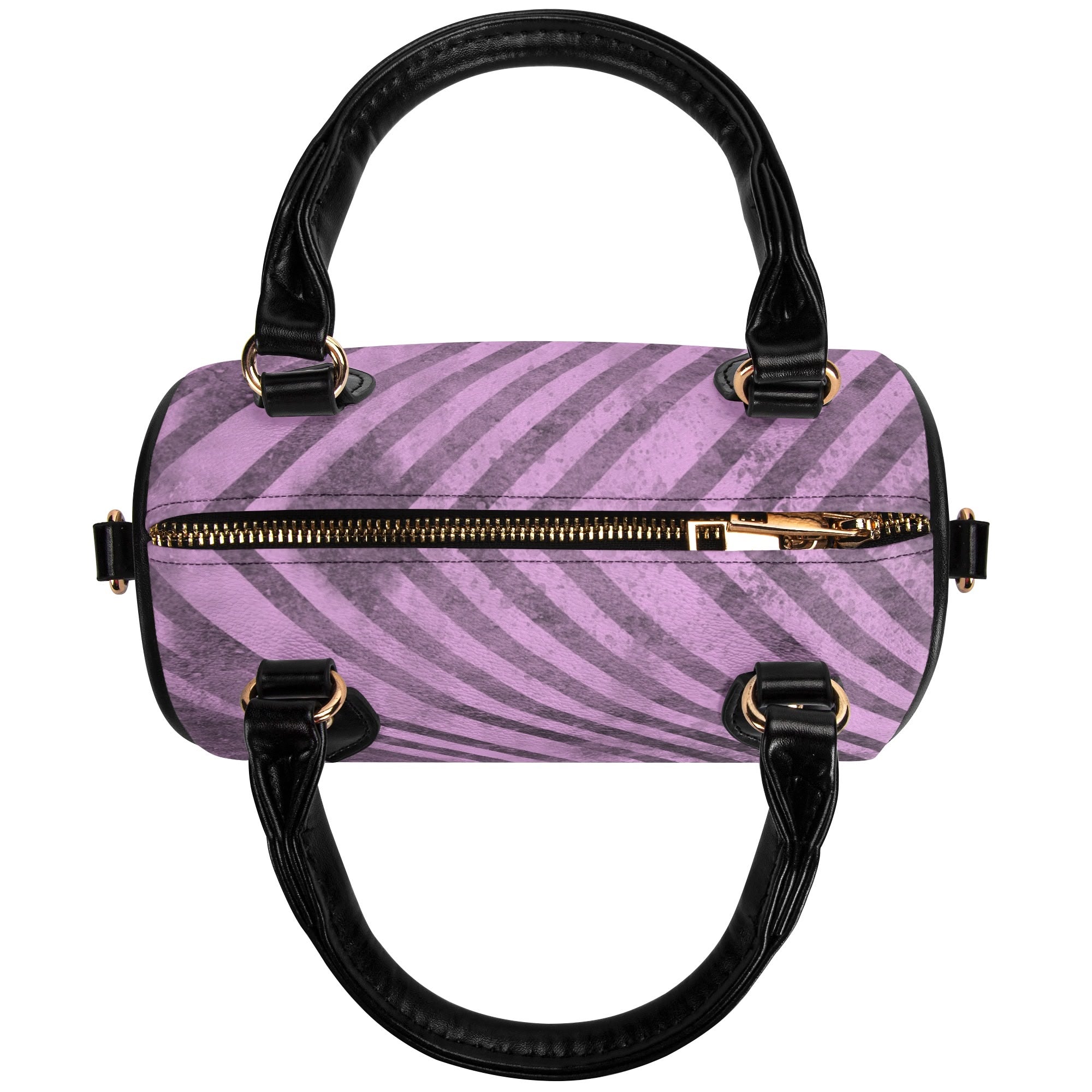 Trendy Fading Purple Stripes Leather Mini Boston Handbag for Women - Stylish Crossbody Purse for Daily Use, Travel & Date Night