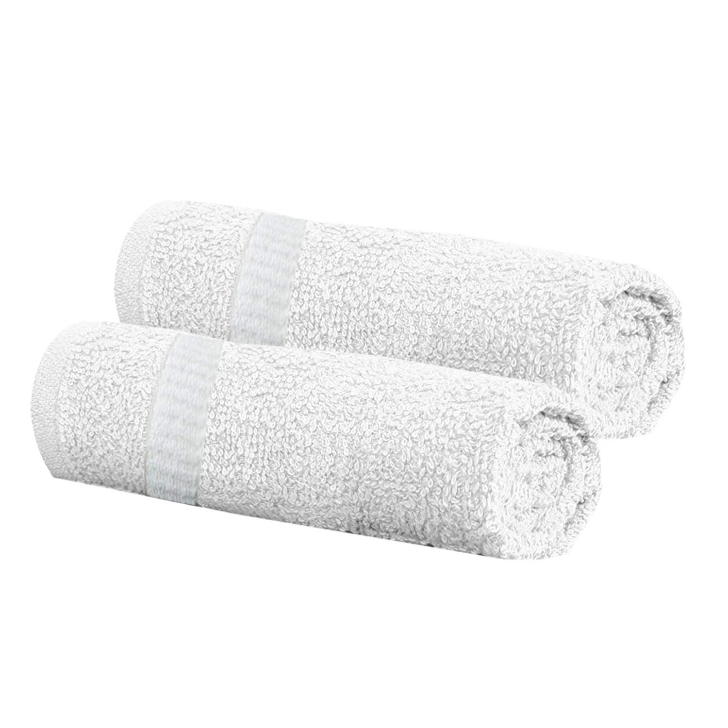 Kuber Industries 2-Pack Premium 400 GSM Cotton Face Towels 14x21 Inches (White) - Soft & Absorbent for Skincare, Makeup Removal & Daily Use - CTKTC8593