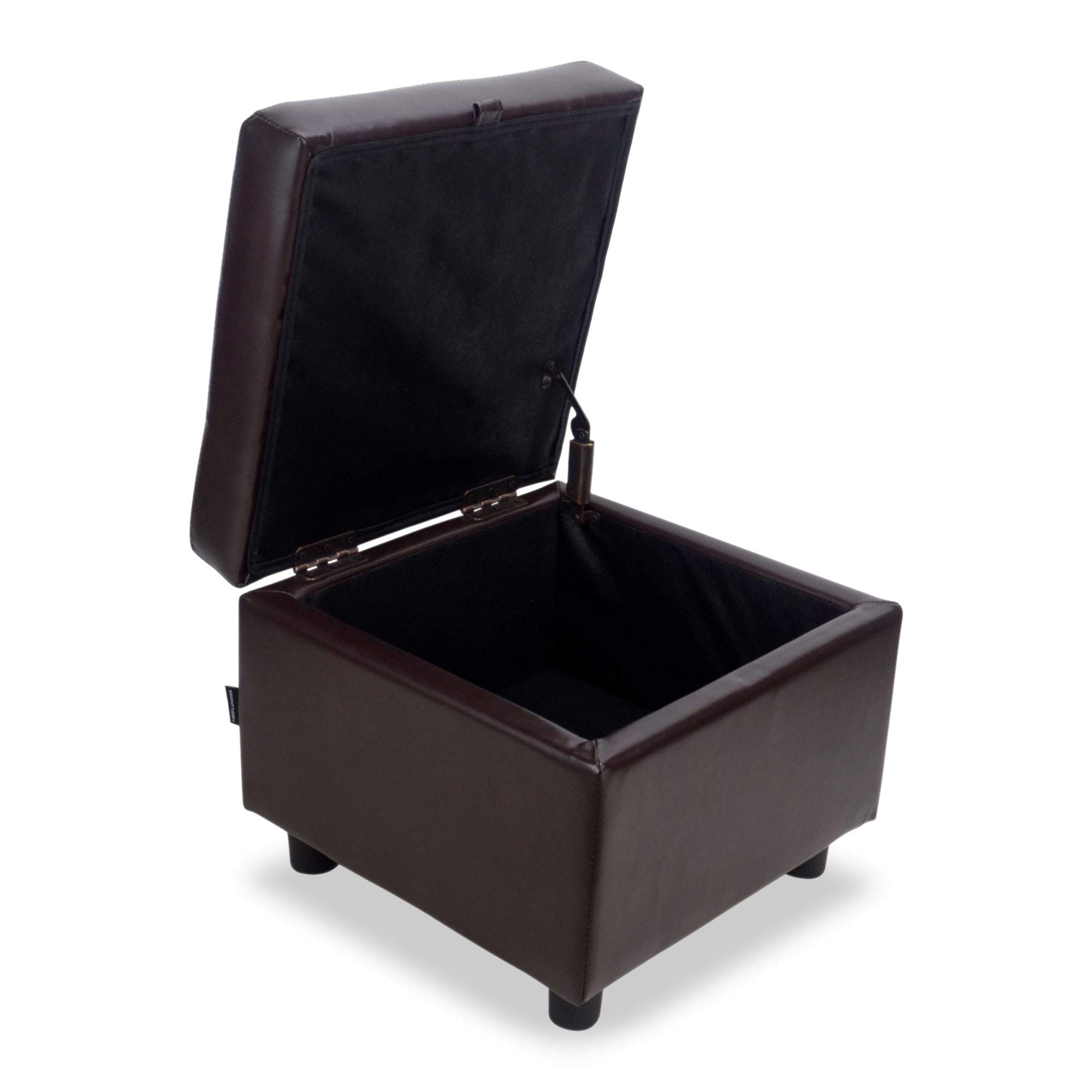 Premium Tufted Leather Storage Ottoman Cube - Brown Flip Top Foot Rest with Hidden Storage | Perfect for Living Room, Bedroom & Home Office Decor