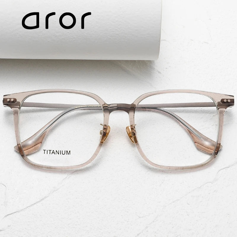 Aror Unisex Full Rim Square Acetate Titanium Eyeglasses 84296 - Stylish & Durable Eyewear for Men & Women - Perfect for Work, Reading & Everyday Fashion