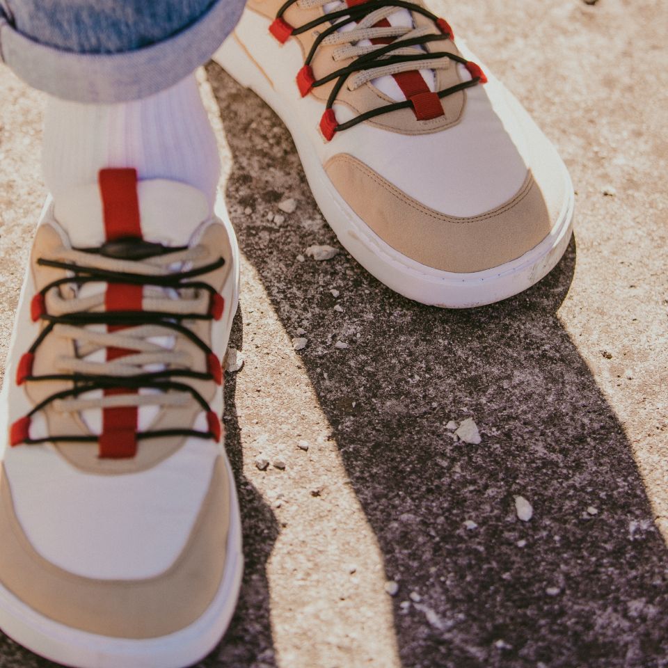 Barefoot Sneakers Barebarics Revive Beige & White - Minimalist Comfort Shoes for Running, Walking & Gym Workouts